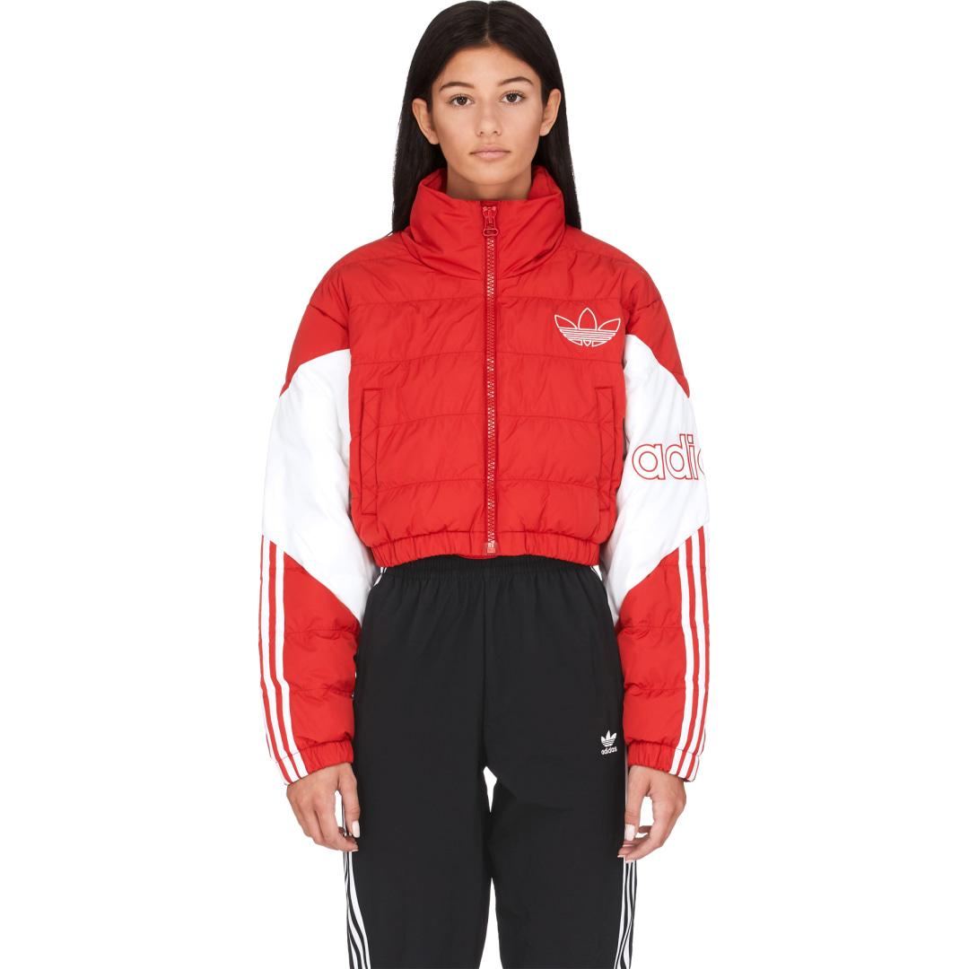 adidas cropped puffer jacket red
