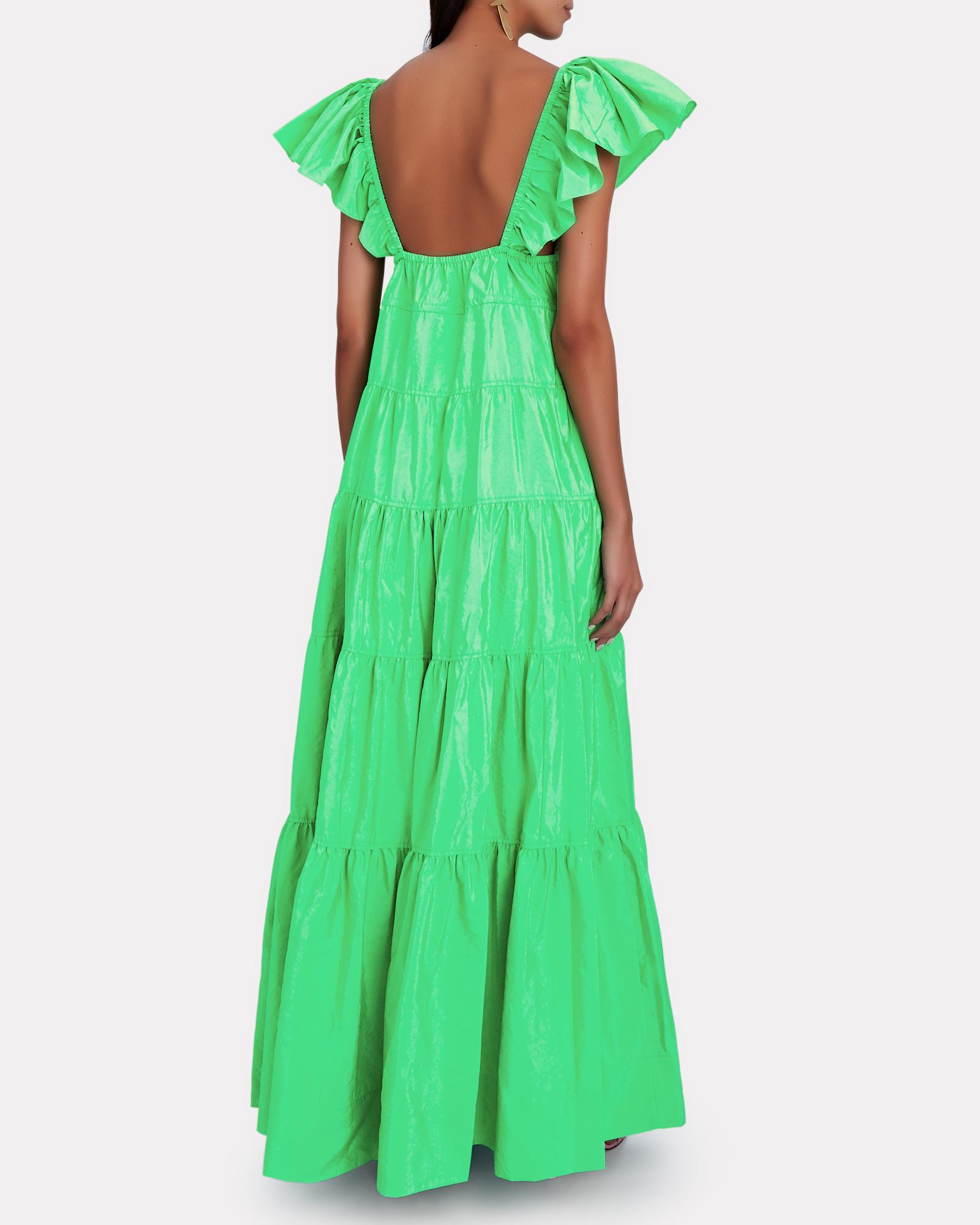 A.L.C. Luca Tiered Taffeta Maxi Dress in Green Lyst