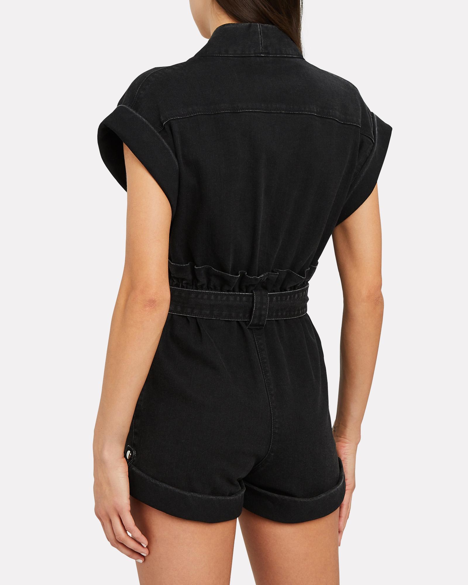 RTA Kahtia Sleeveless Denim Romper in Black | Lyst