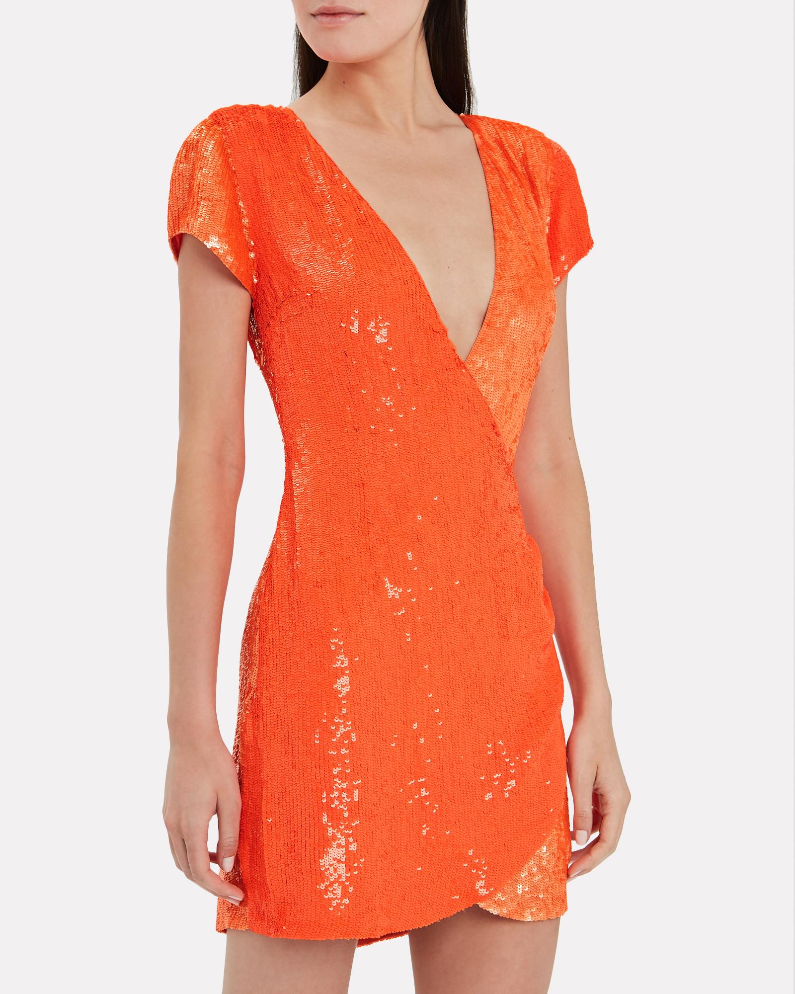 orange sequin dress