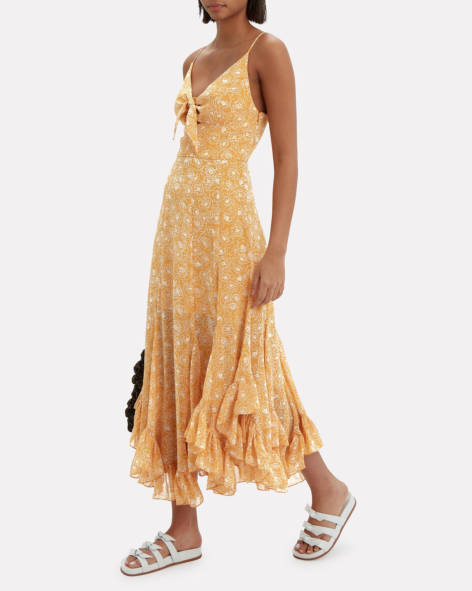shona joy wilder tie front godet midi dress