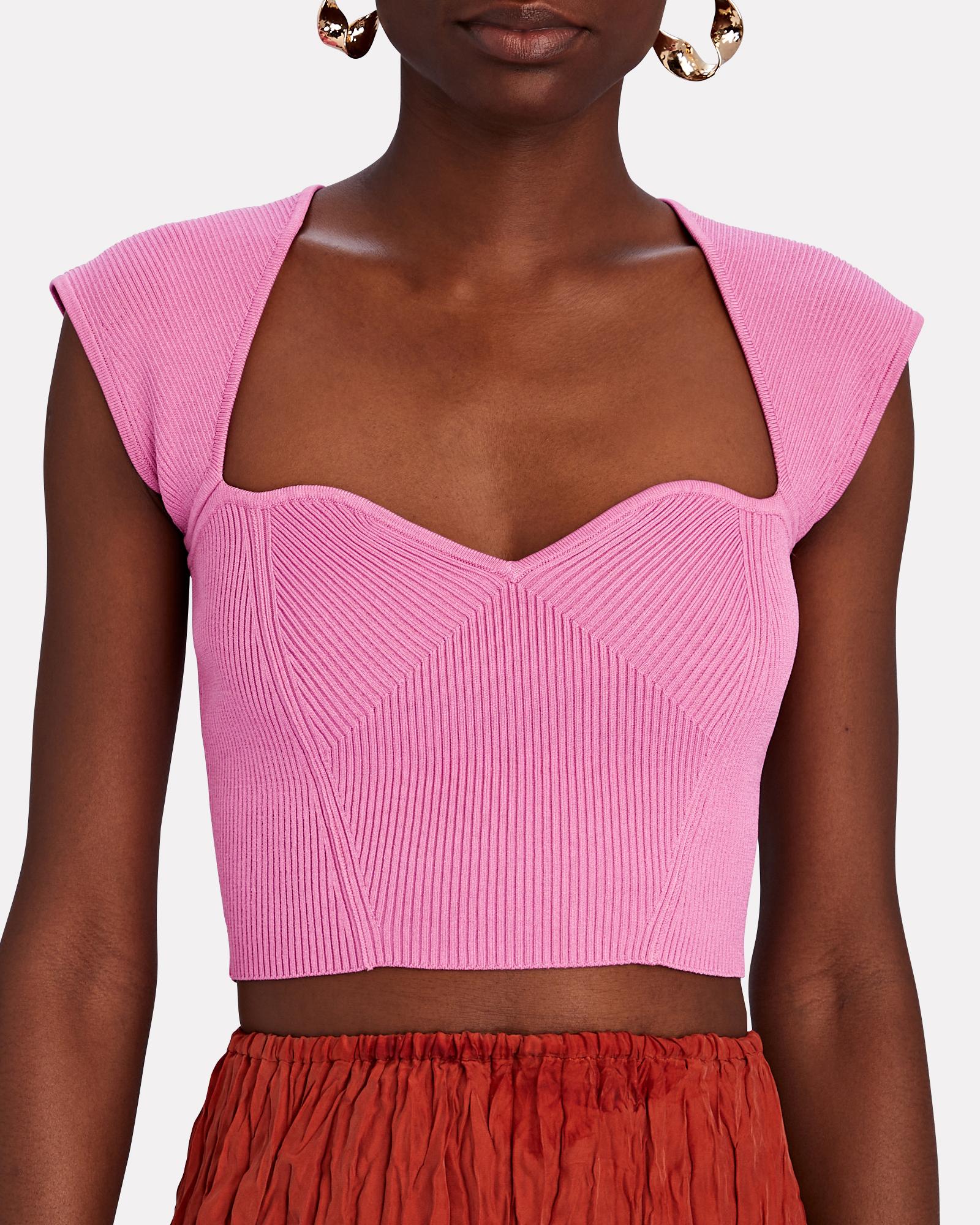 Jonathan Simkhai Abia Rib Knit Crop Top in Pink | Lyst