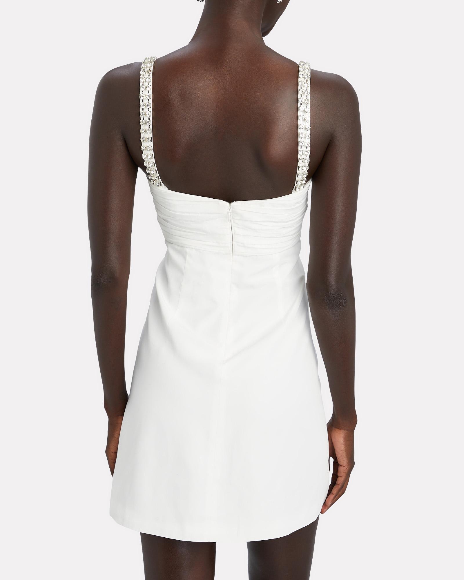 Self-Portrait Synthetic Taffeta Bow-accent Mini Dress in White | Lyst