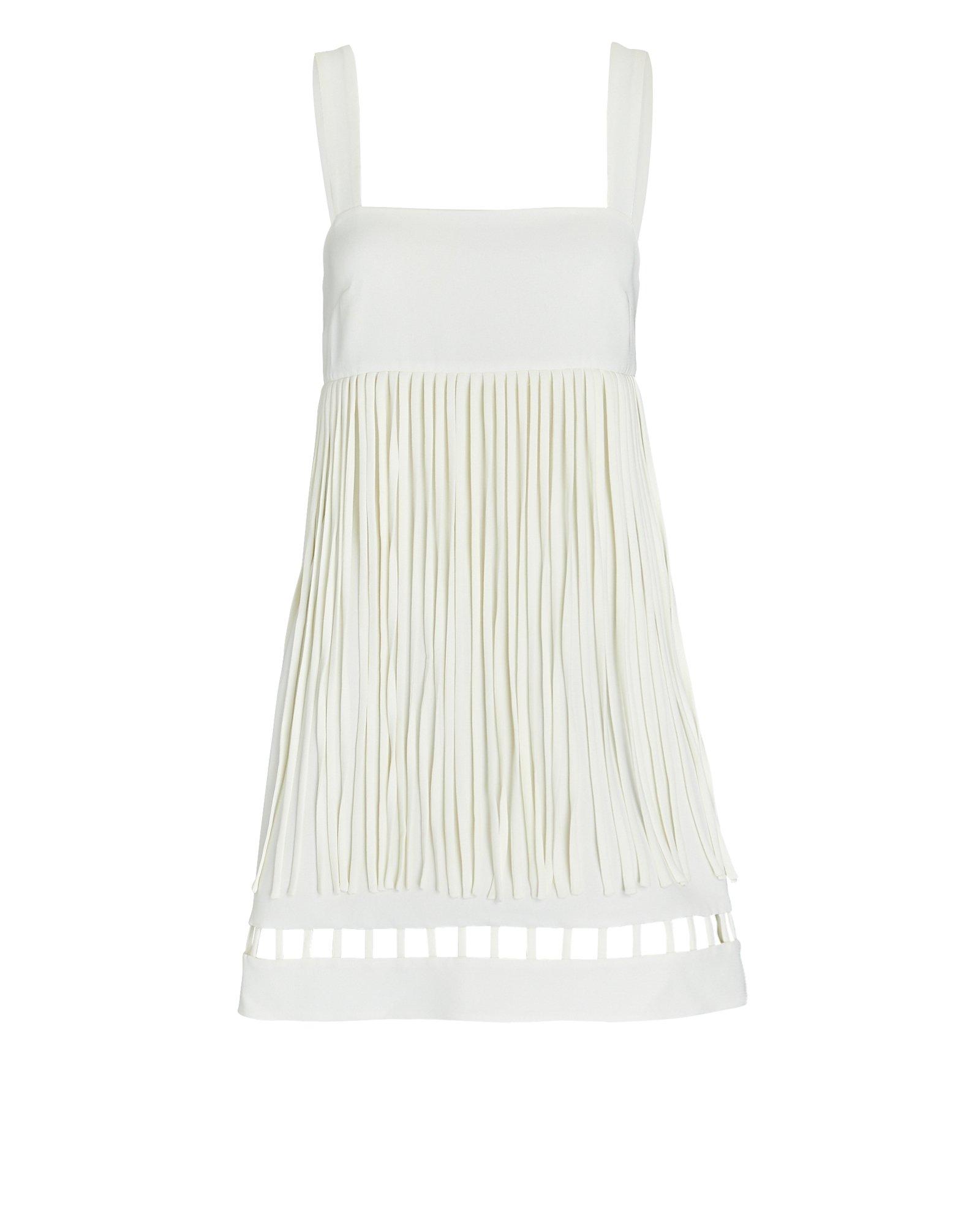 Alexis Size XS White Nylon Sleeveless Textured Fringe Detail Dress — Labels  Resale Boutique