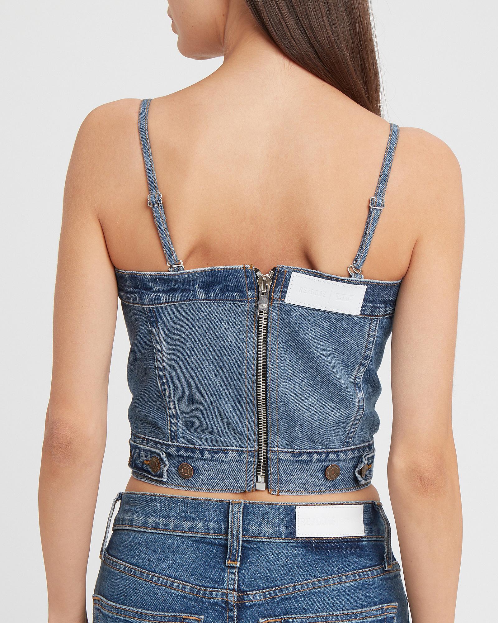 RE/DONE Denim Corset-look Top in Blue - Lyst