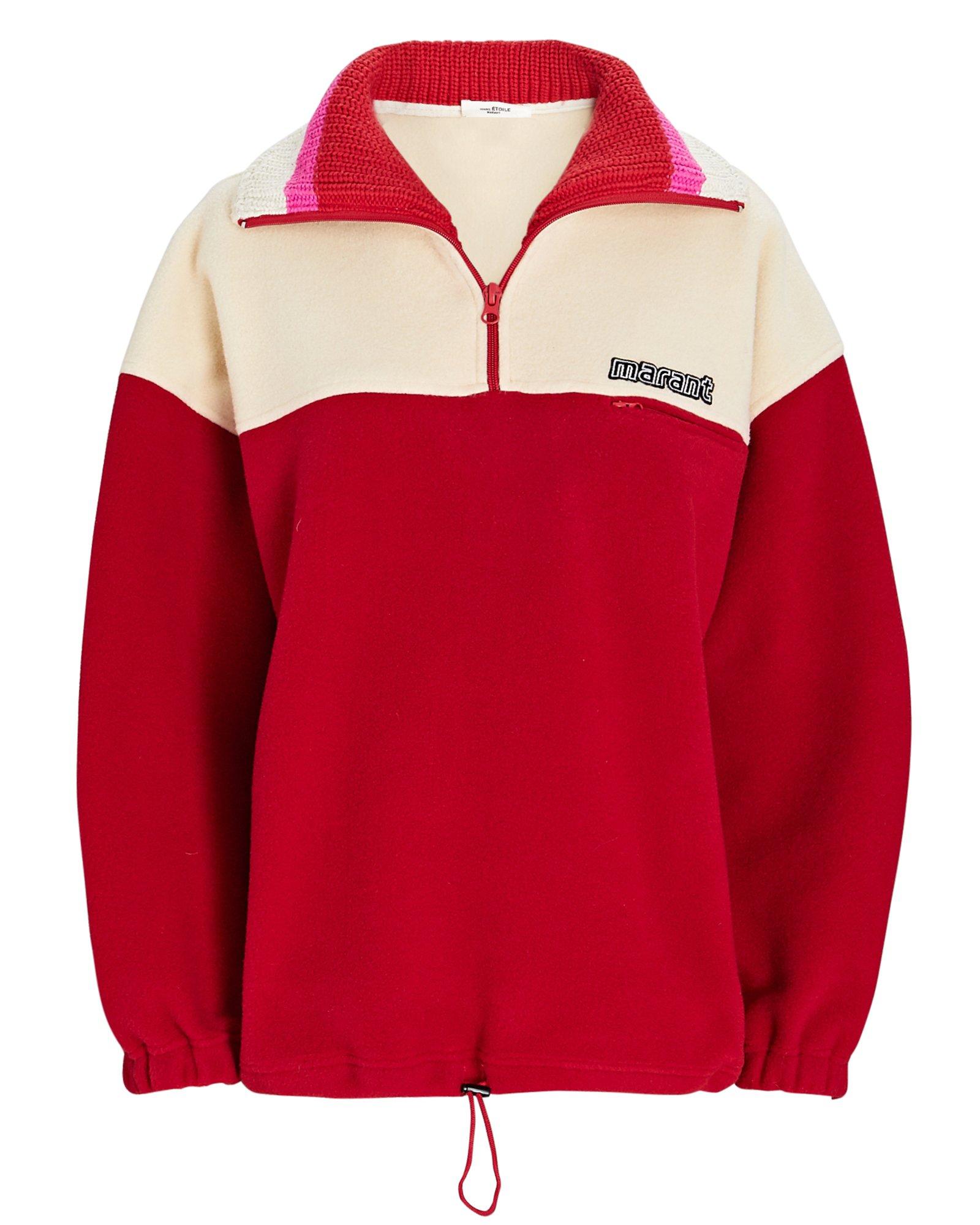 Étoile Isabel Marant Isabel Marant Étoile Mamet Half-zip Logo Fleece  Sweatshirt in Red | Lyst