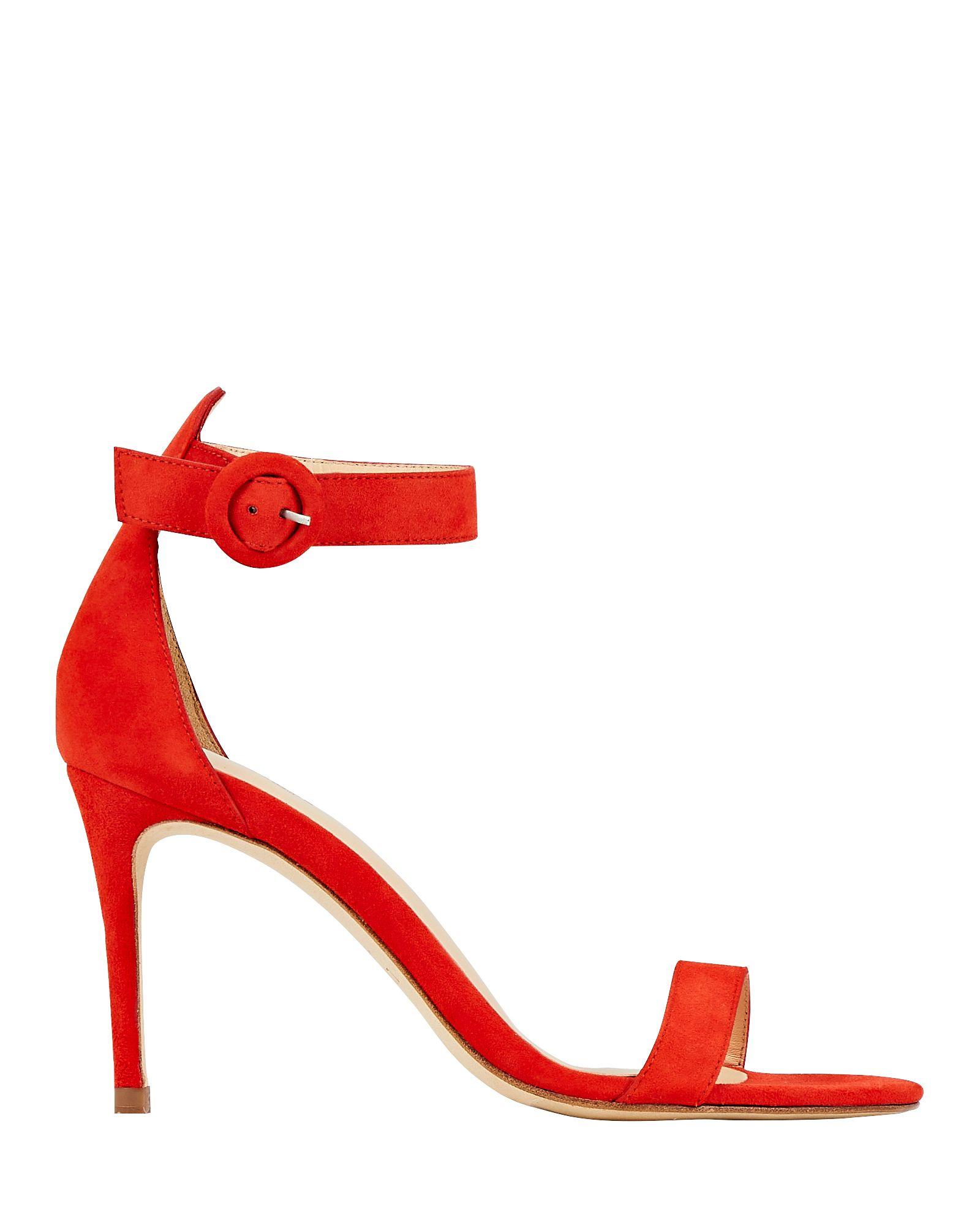 L'Agence Gisele Suede Sandals in Red | Lyst