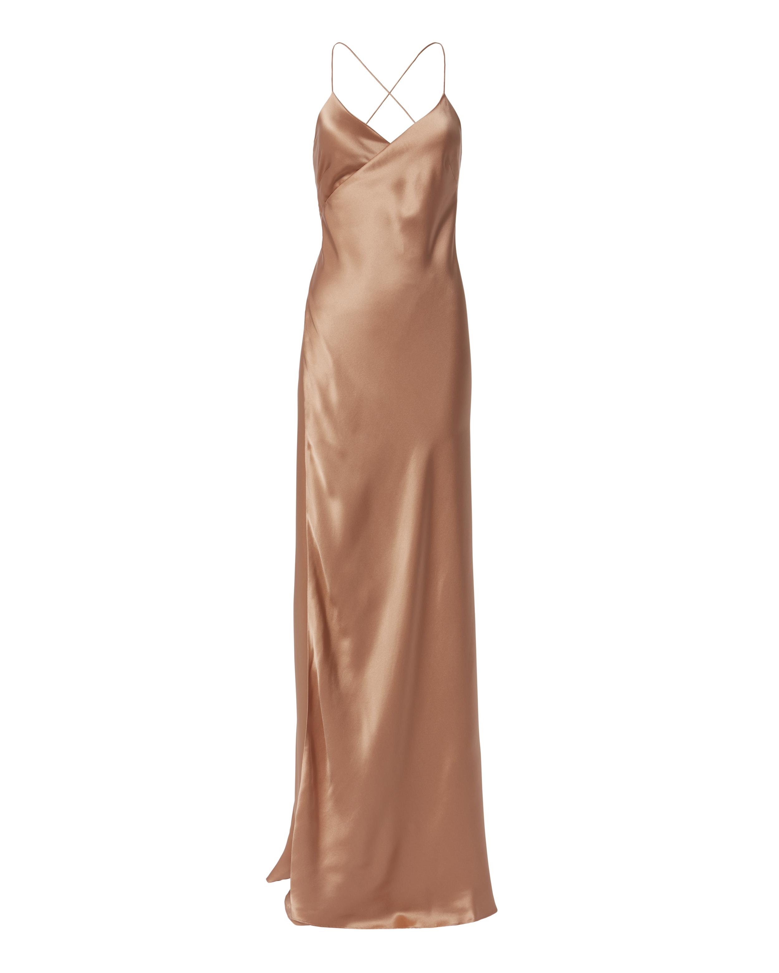 terracotta satin dress