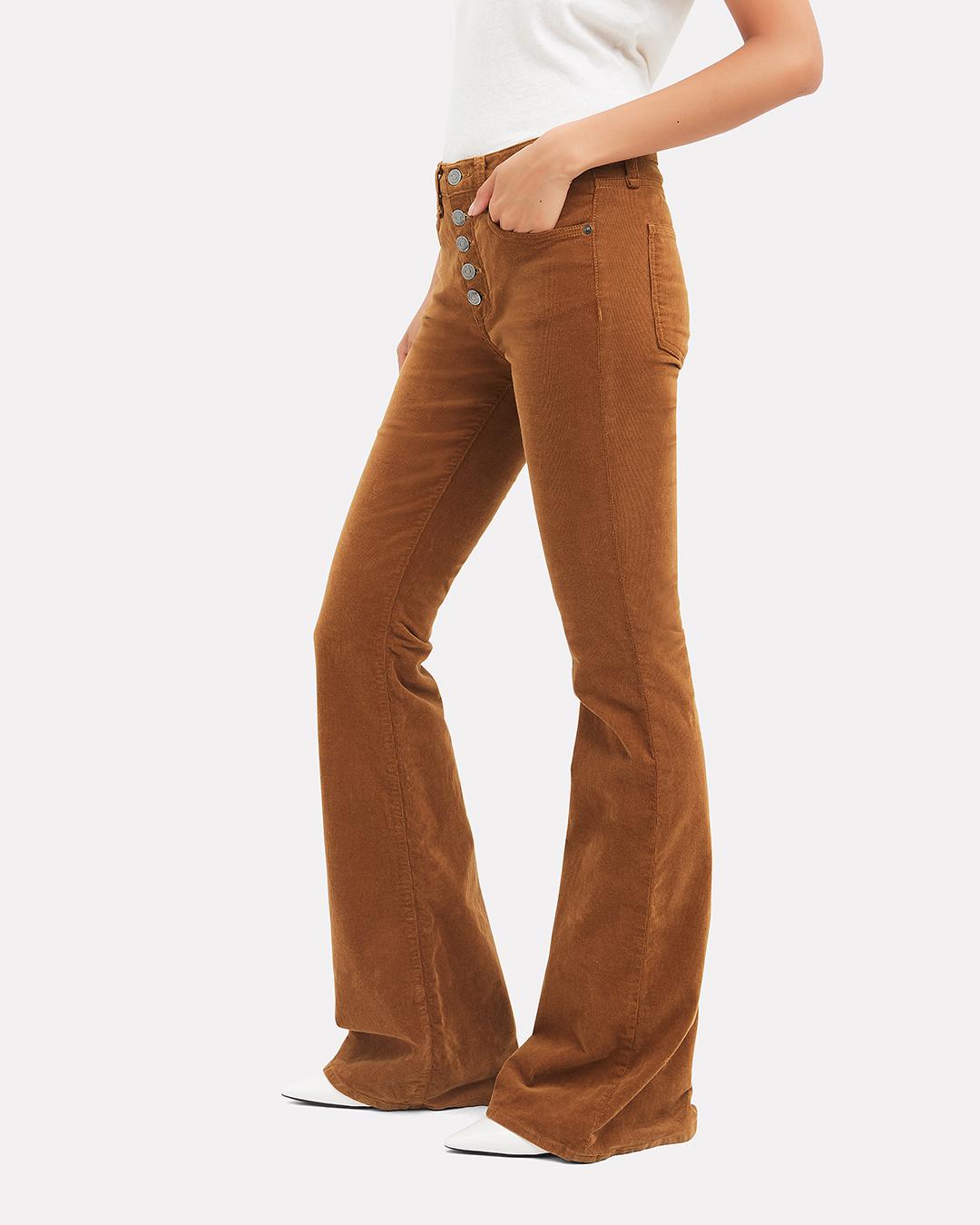 Veronica Beard Beverly Skinny Flared Corduroy Pants W/ Button Fly