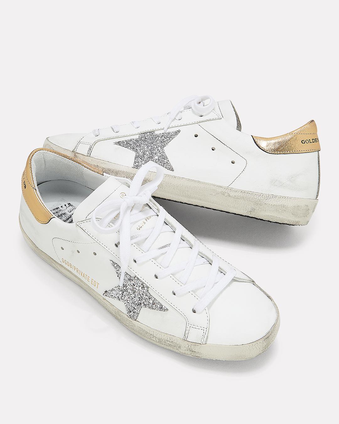 Golden Goose Goose Superstar Silver Glitter Star Low-top Sneakers in White  | Lyst