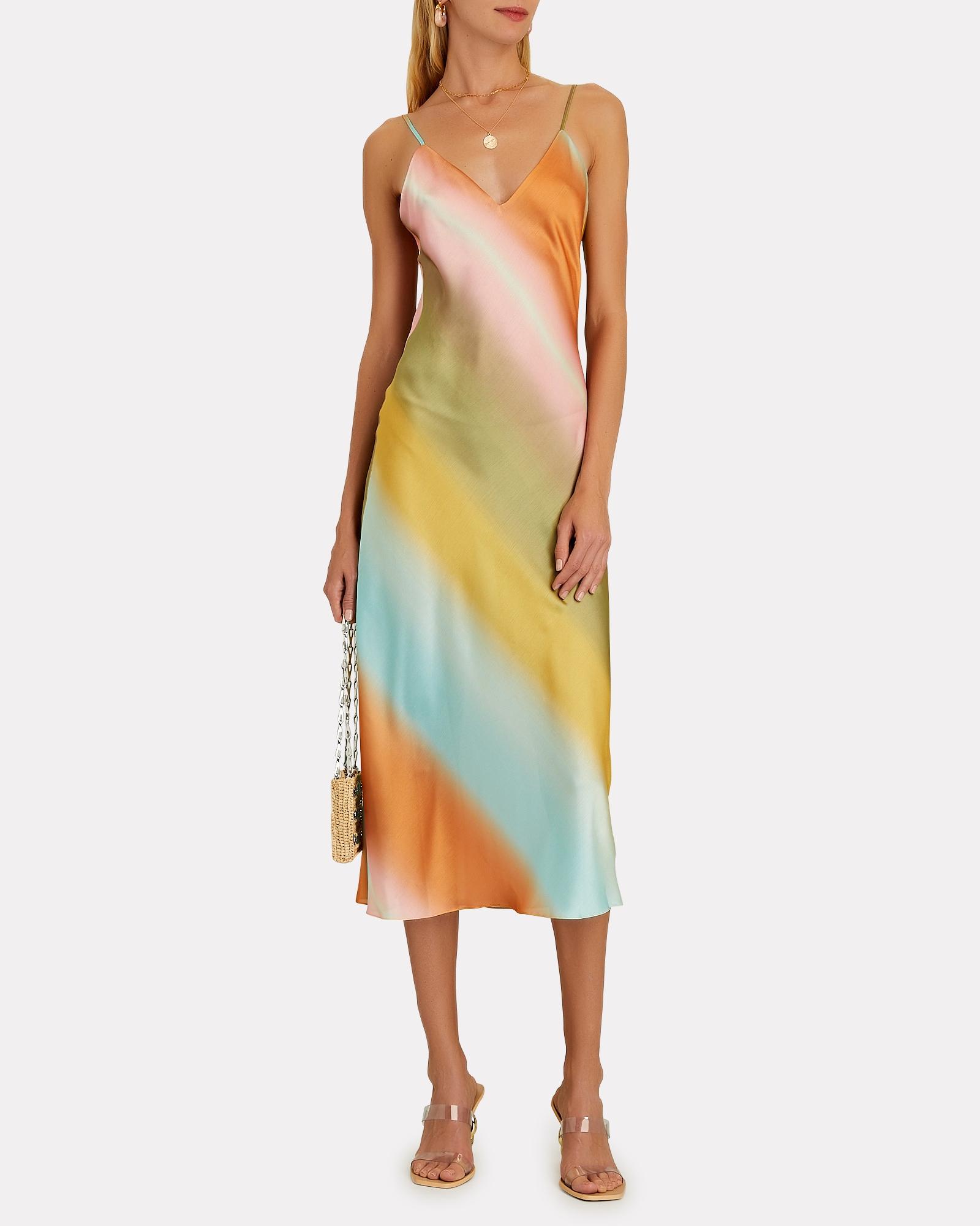 Fe Noel Sundance Rainbow Satin Slip Dress | Lyst