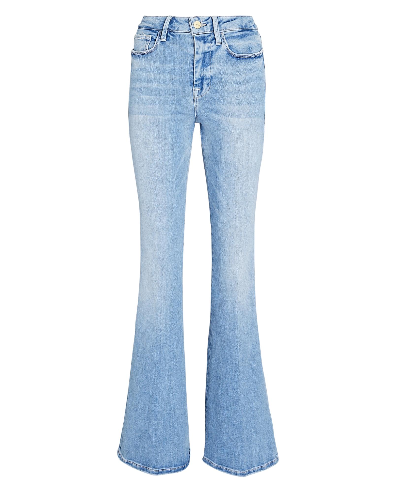 FRAME Le One High-rise Flare Jeans in Blue | Lyst