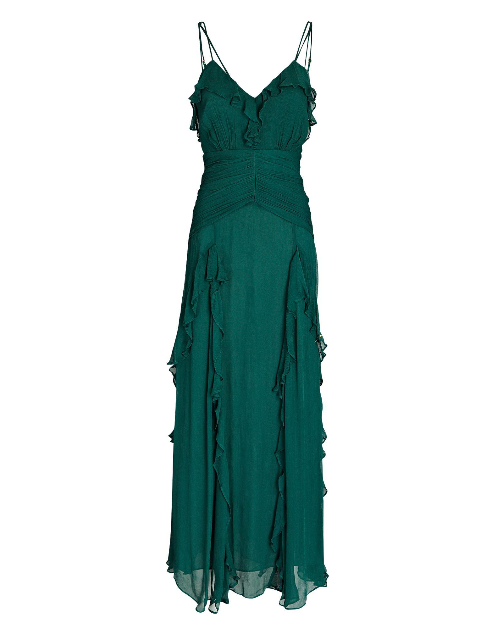 Shona Joy Léonie Ruffled Chiffon Maxi Dress in Green | Lyst