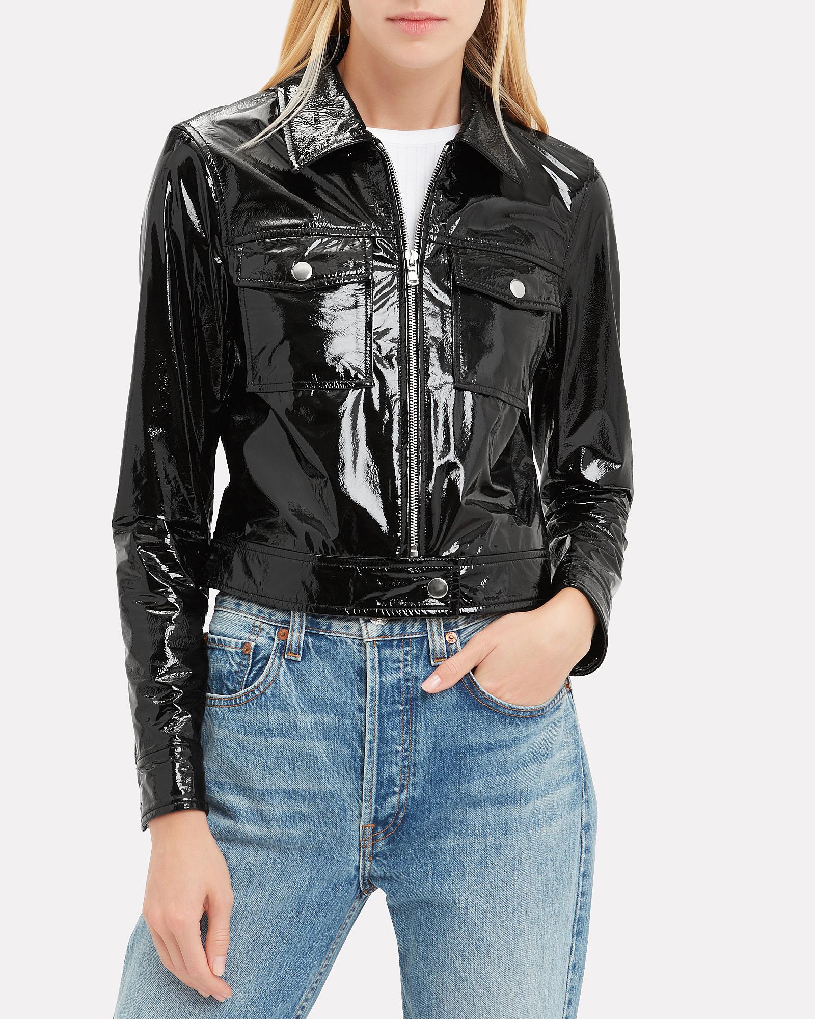 patent leather crop jacket
