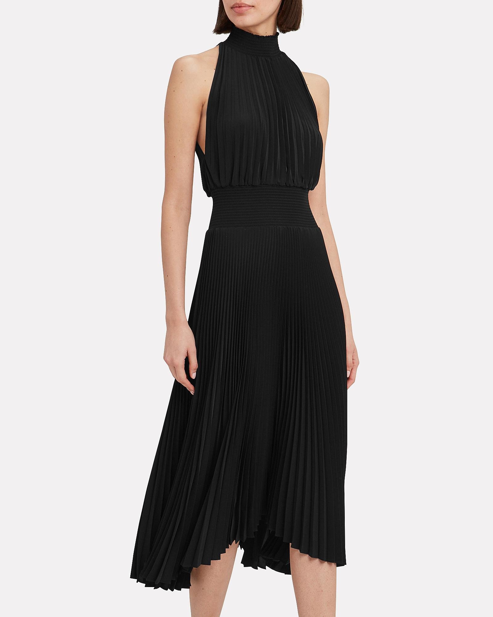 A.L.C. Satin Renzo Pleated Dress in Black - Save 1% - Lyst