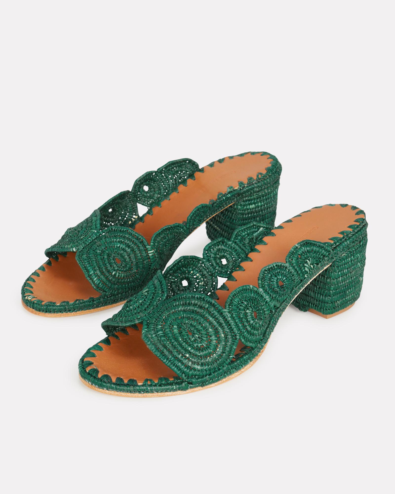 block heel green sandals