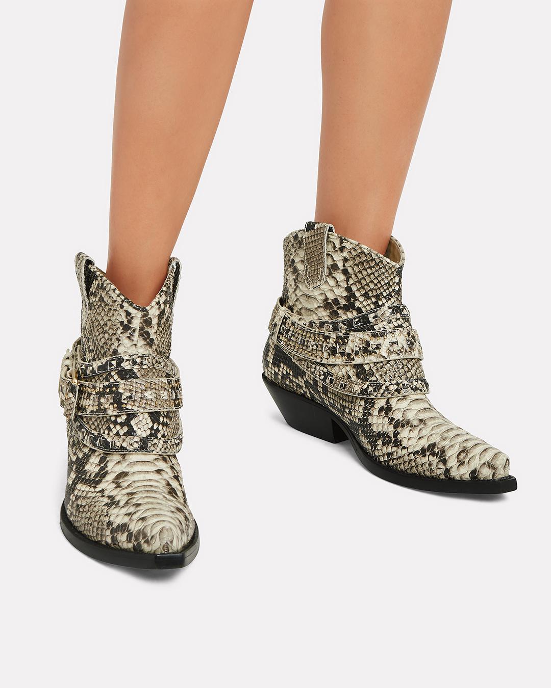 snakeskin cowboy booties