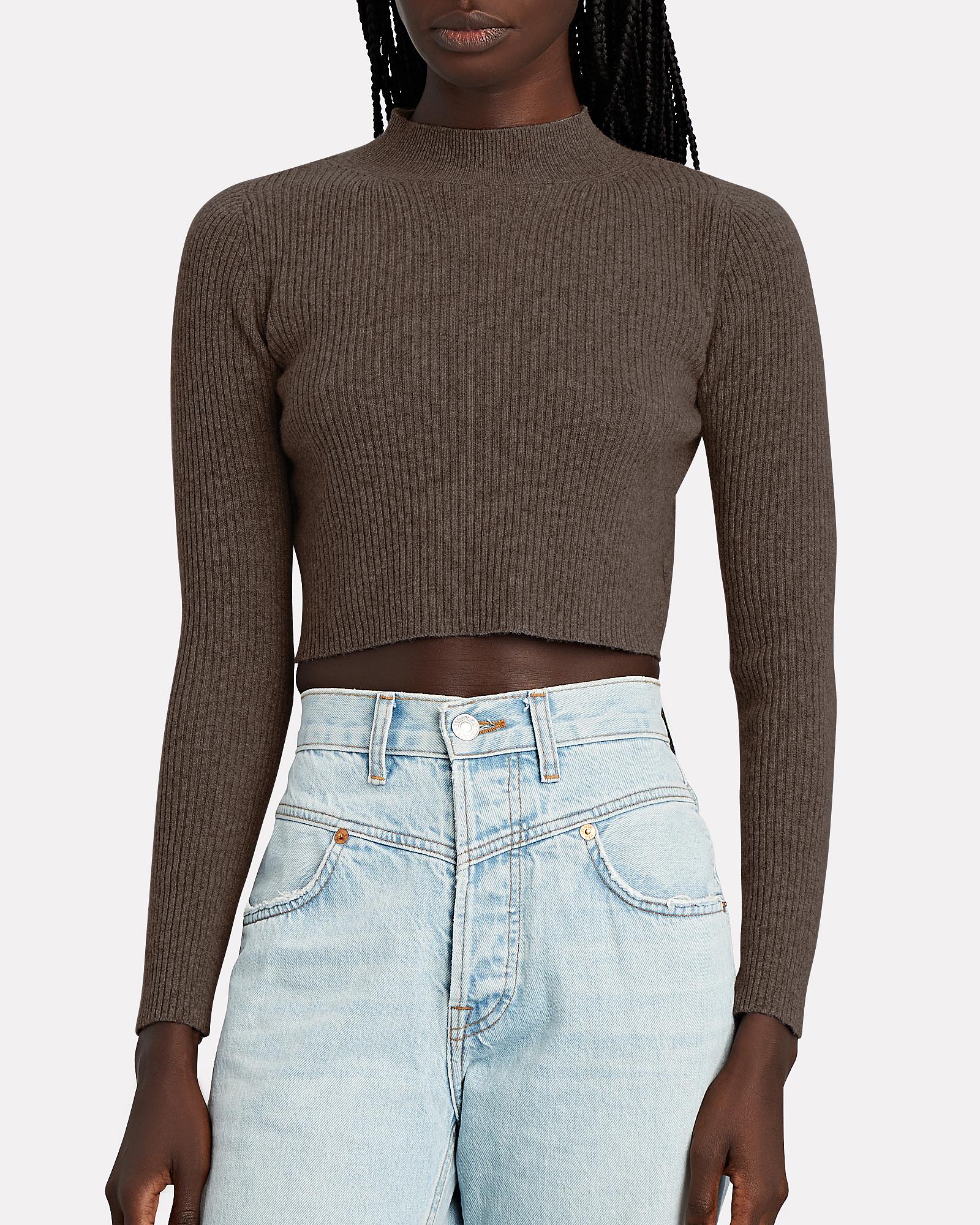 ANDAMANE Enny Cropped Wool-cashmere Sweater in Grey (Gray) - Lyst