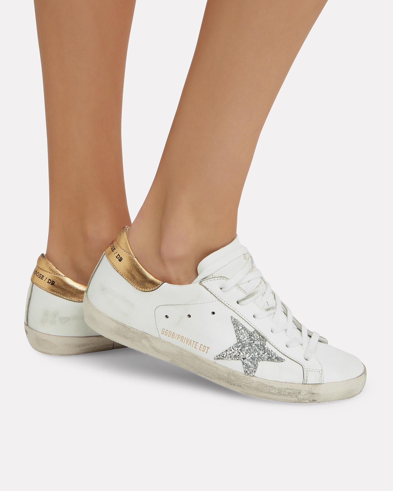 Golden Goose Superstar Silver Glitter Star Low-top Sneakers in White | Lyst