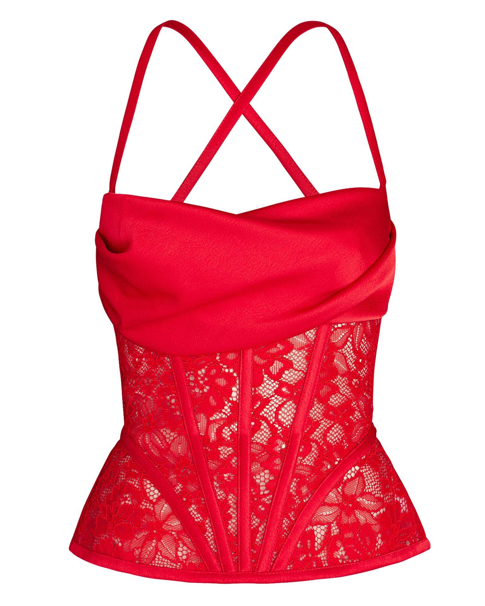 Rozie Corsets Draped Satinlace Corset Top in Red Lyst