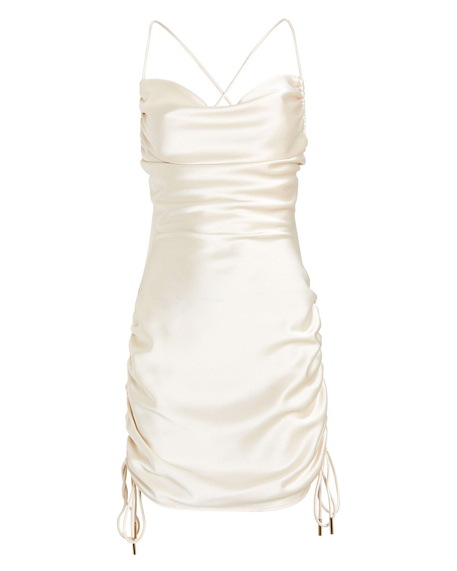 White silk ruched dress Clearance