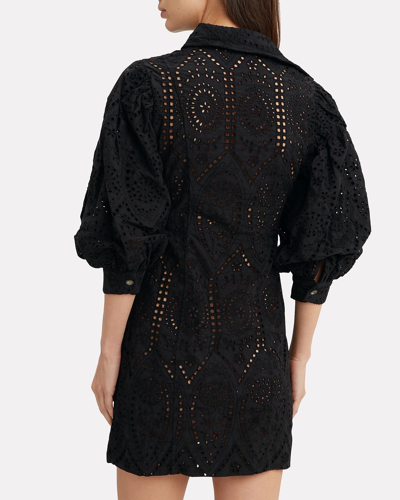 Ganni Broderie Anglaise Dress in Black | Lyst