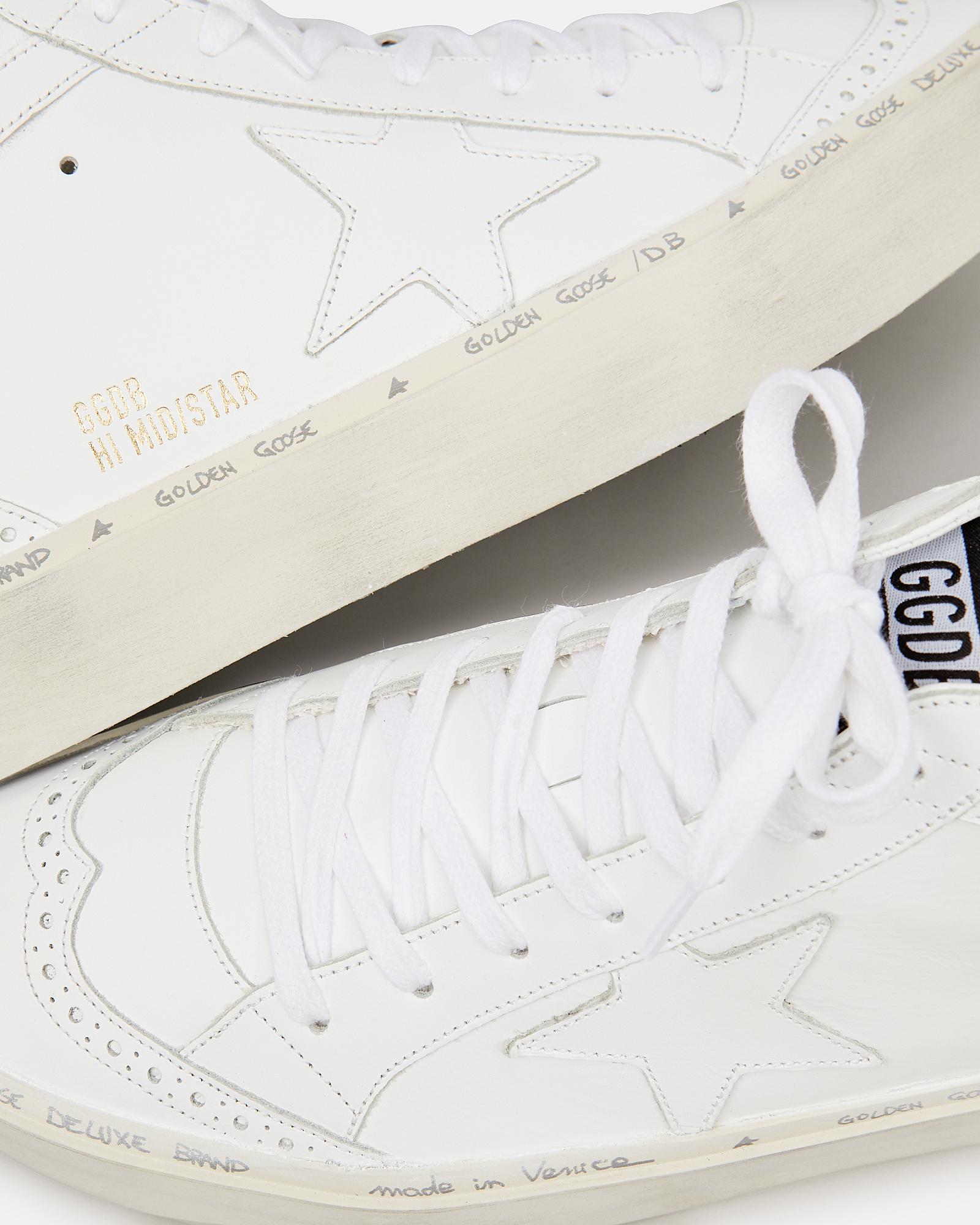 Golden Goose Hi Mid Star White Leather Platform Sneakers | Lyst