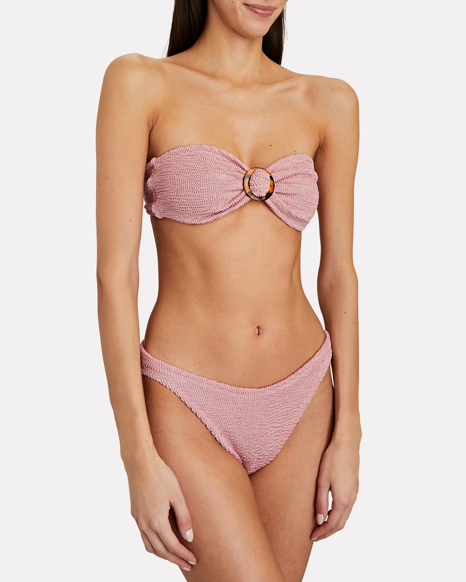 Hunza G Flora Bandeau Bikini Set in Pink | Lyst