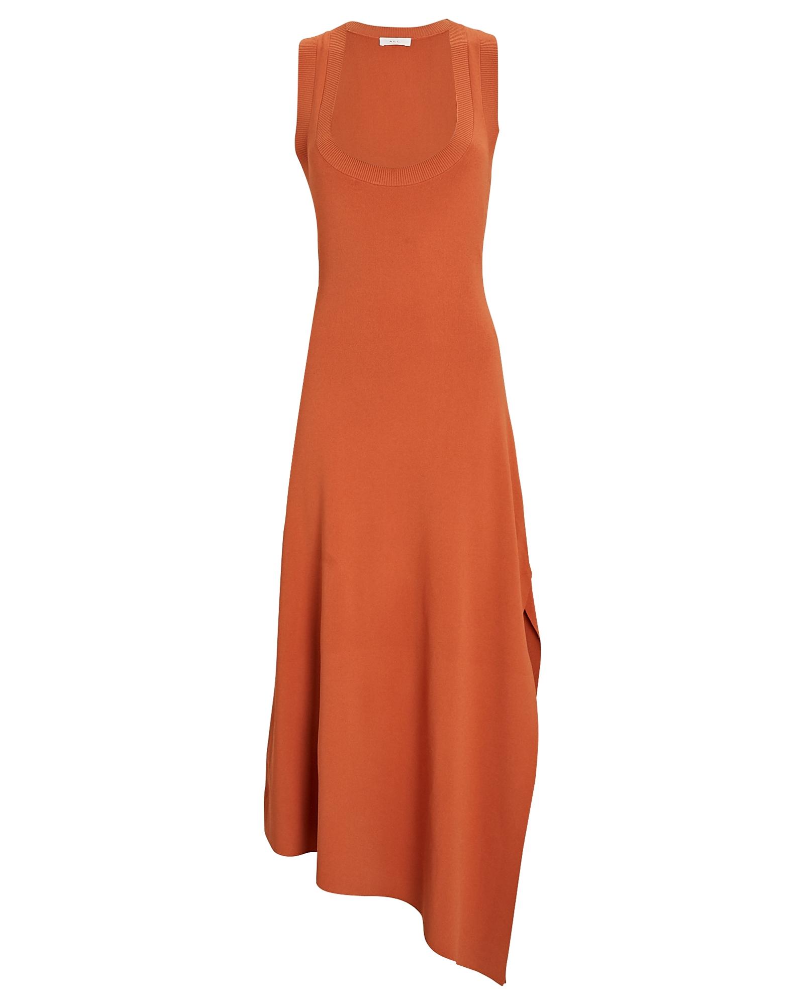 A L C Synthetic Cherrie Asymmetric Knit Midi Dress In Orange Lyst 