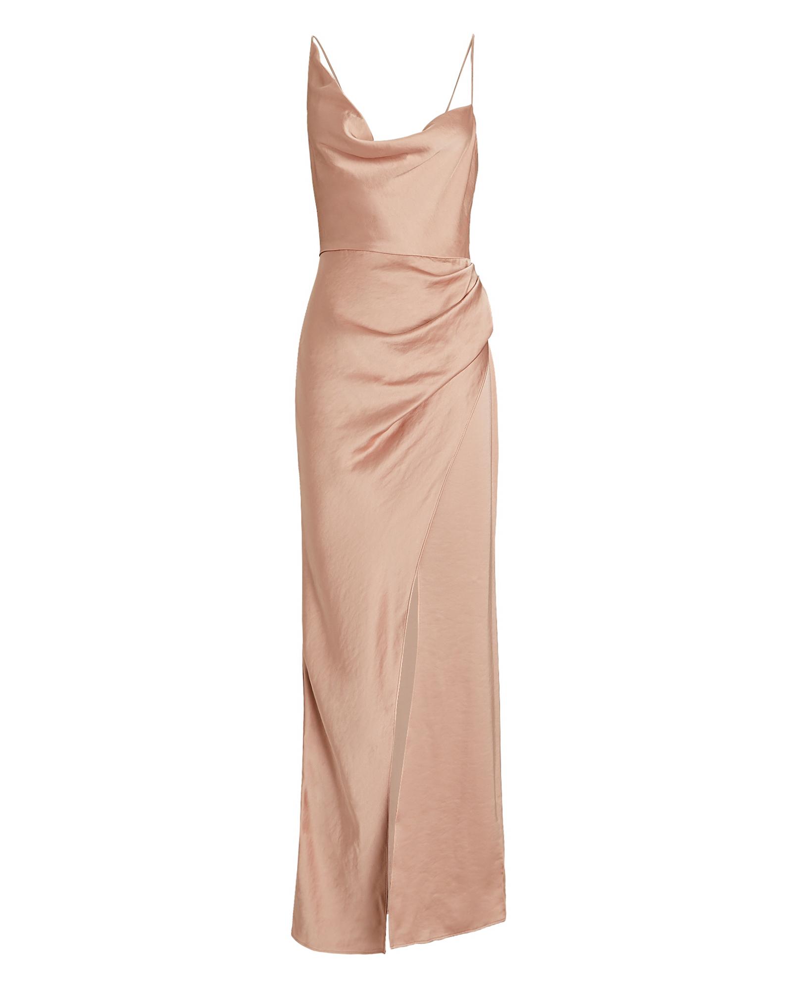 Significant Other Aria Draped Satin Maxi Dress in Natural | Lyst