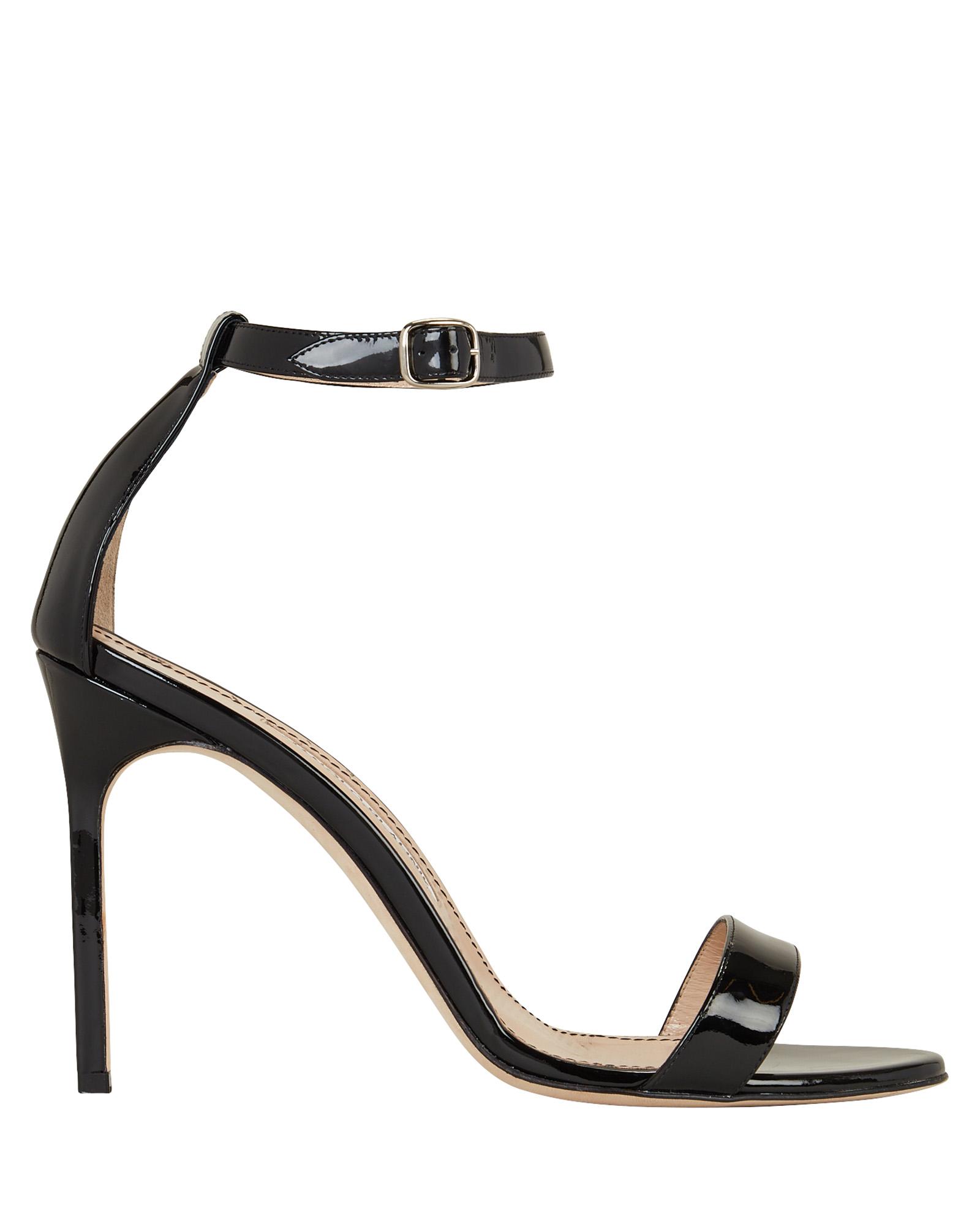 Manolo Blahnik Chaos Patent Leather Heeled Sandals in Black - Lyst