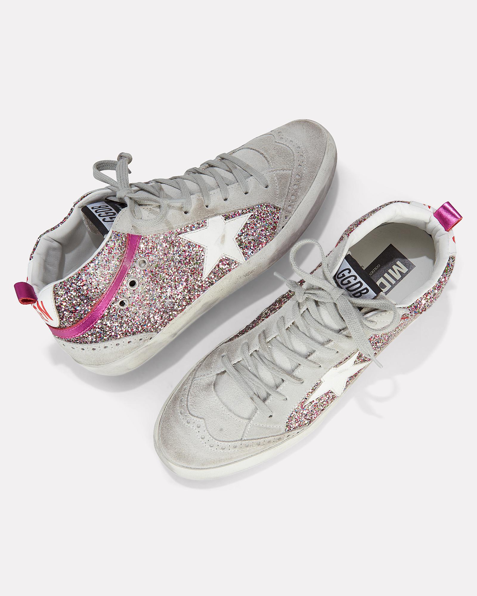 golden goose pink glitter mid star