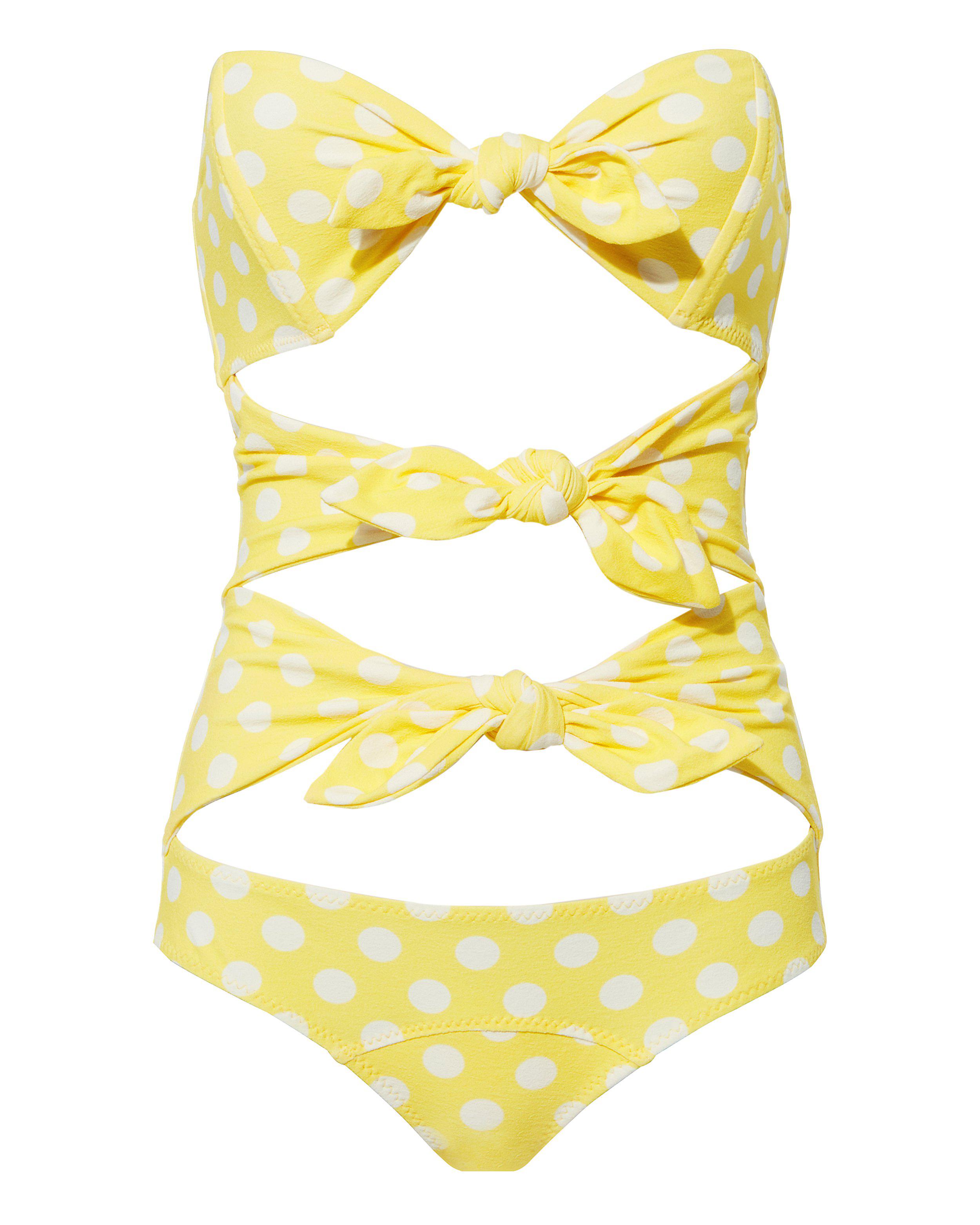 yellow polka dot one piece swimsuit