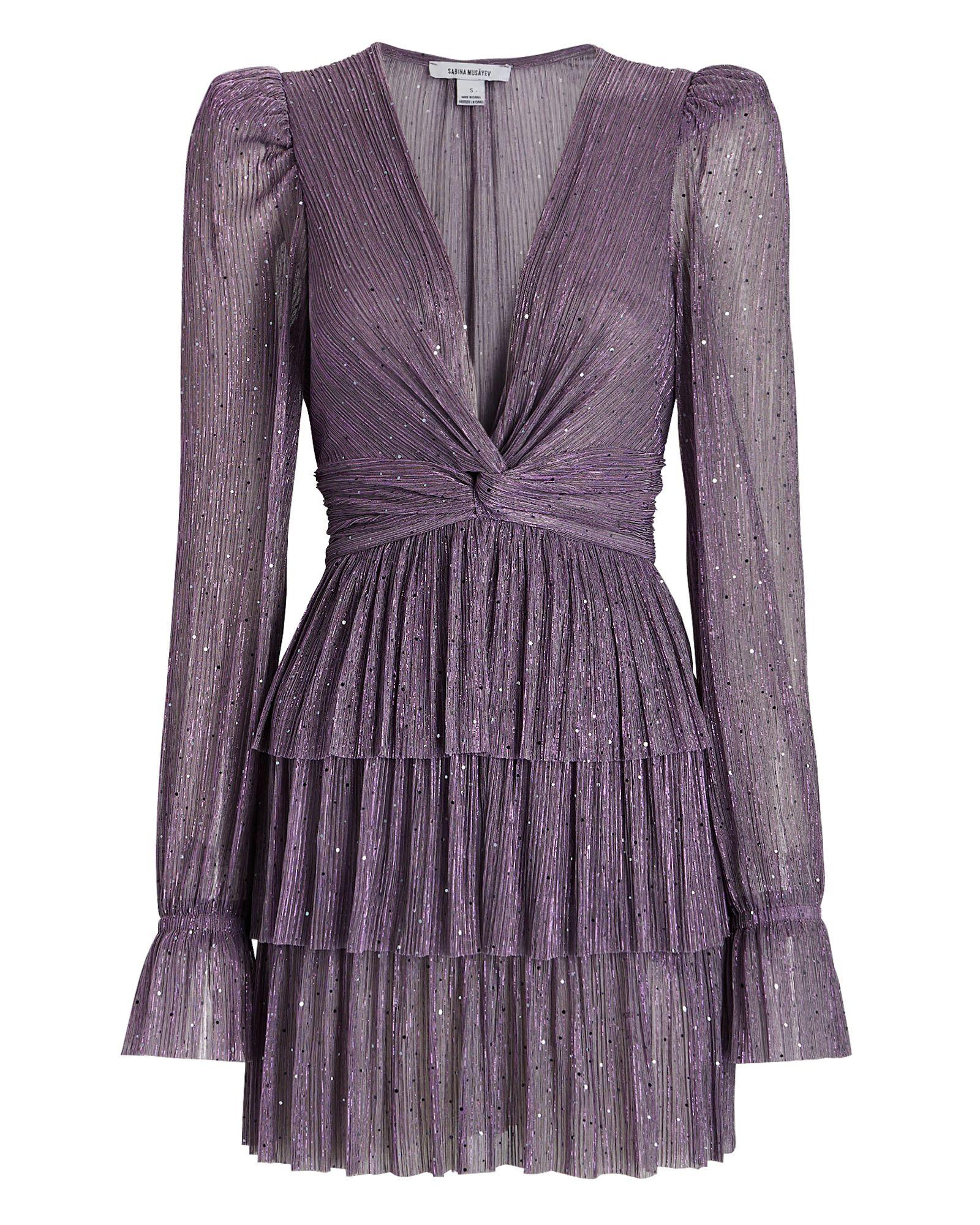 Sabina Musayev Felicie Tiered Sequined Knit Mini Dress in Purple | Lyst ...