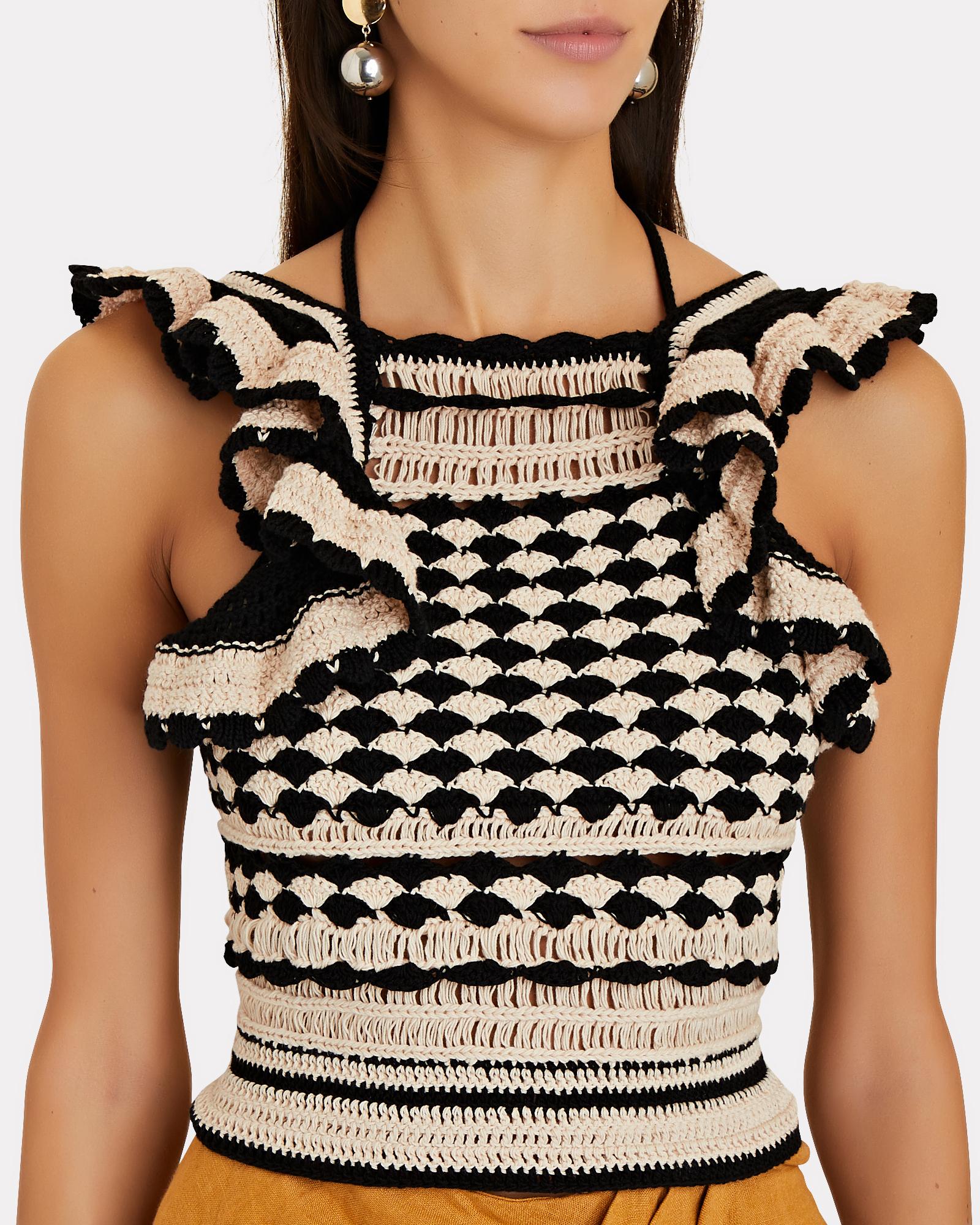 Zimmermann Striped Crochet-knit Cotton Top