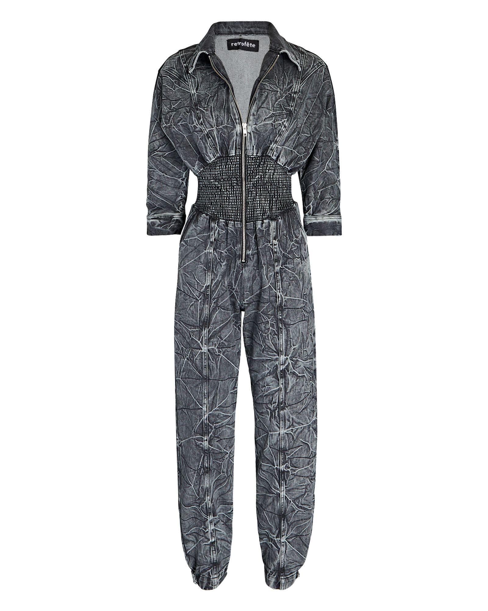Acid wash cheap denim jumpsuit