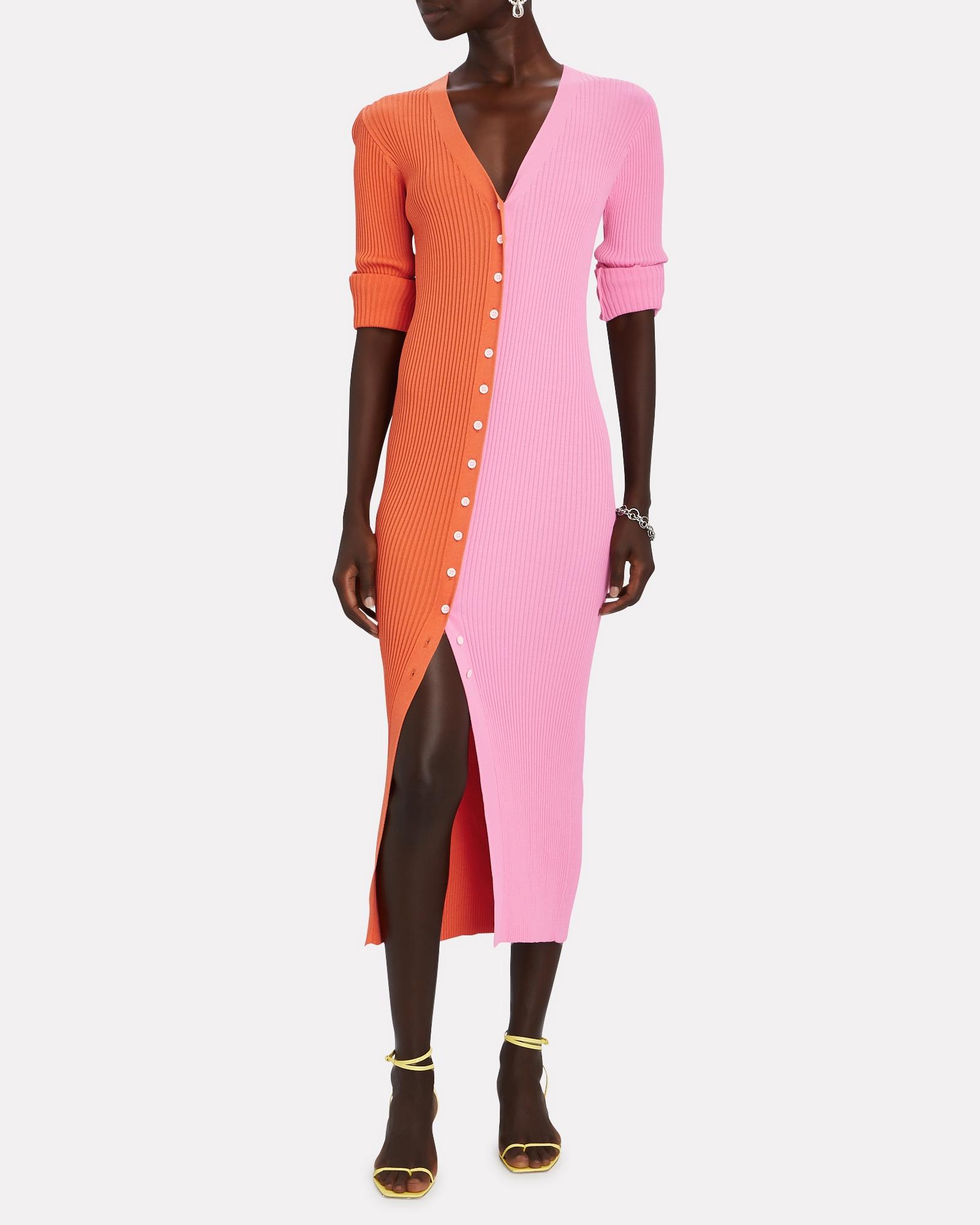 STAUD Synthetic Shoko Colorblock Sweater Dress in Orange/Pink (Pink) - Lyst
