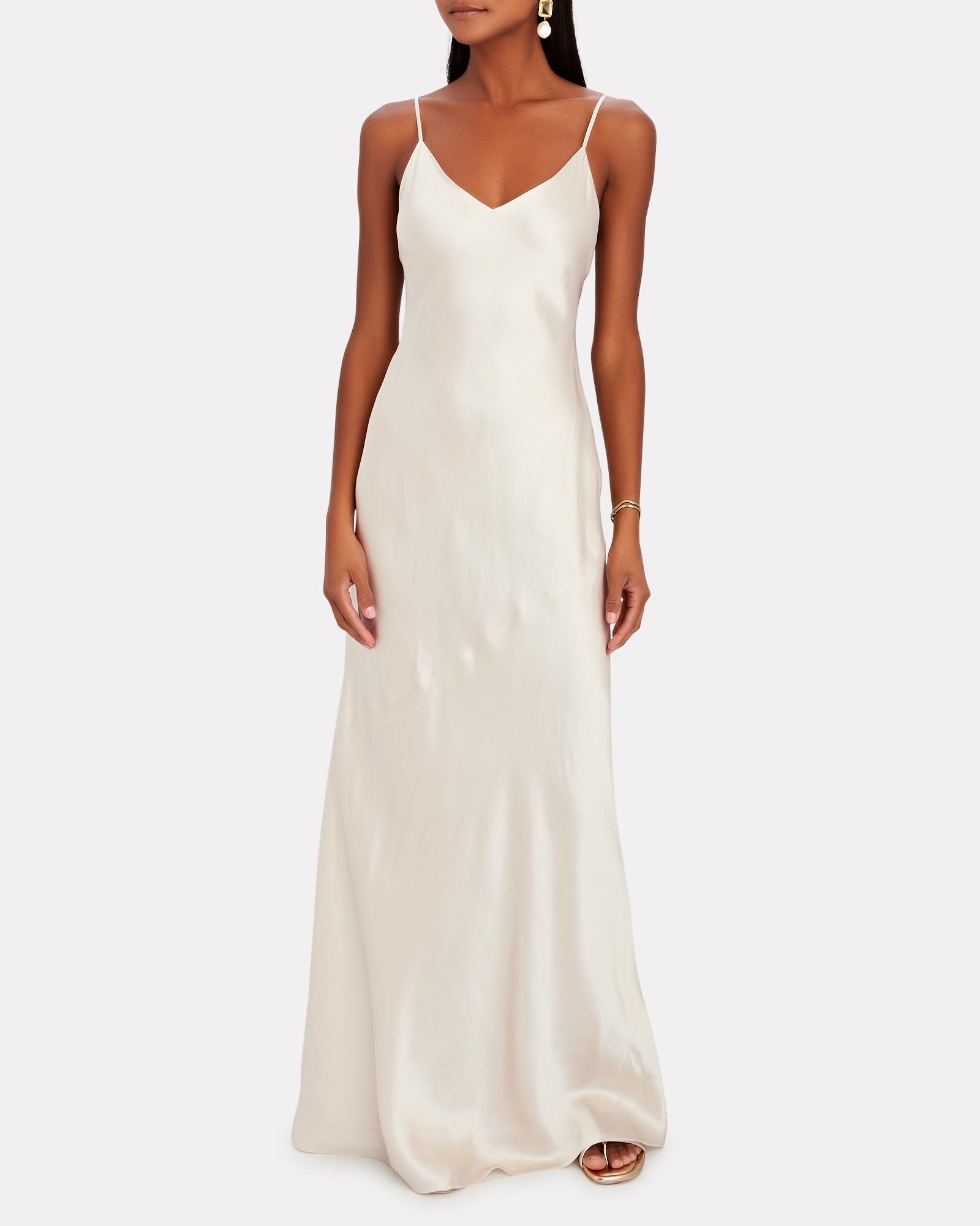 L'Agence Serita Silk Maxi Slip Dress in White | Lyst