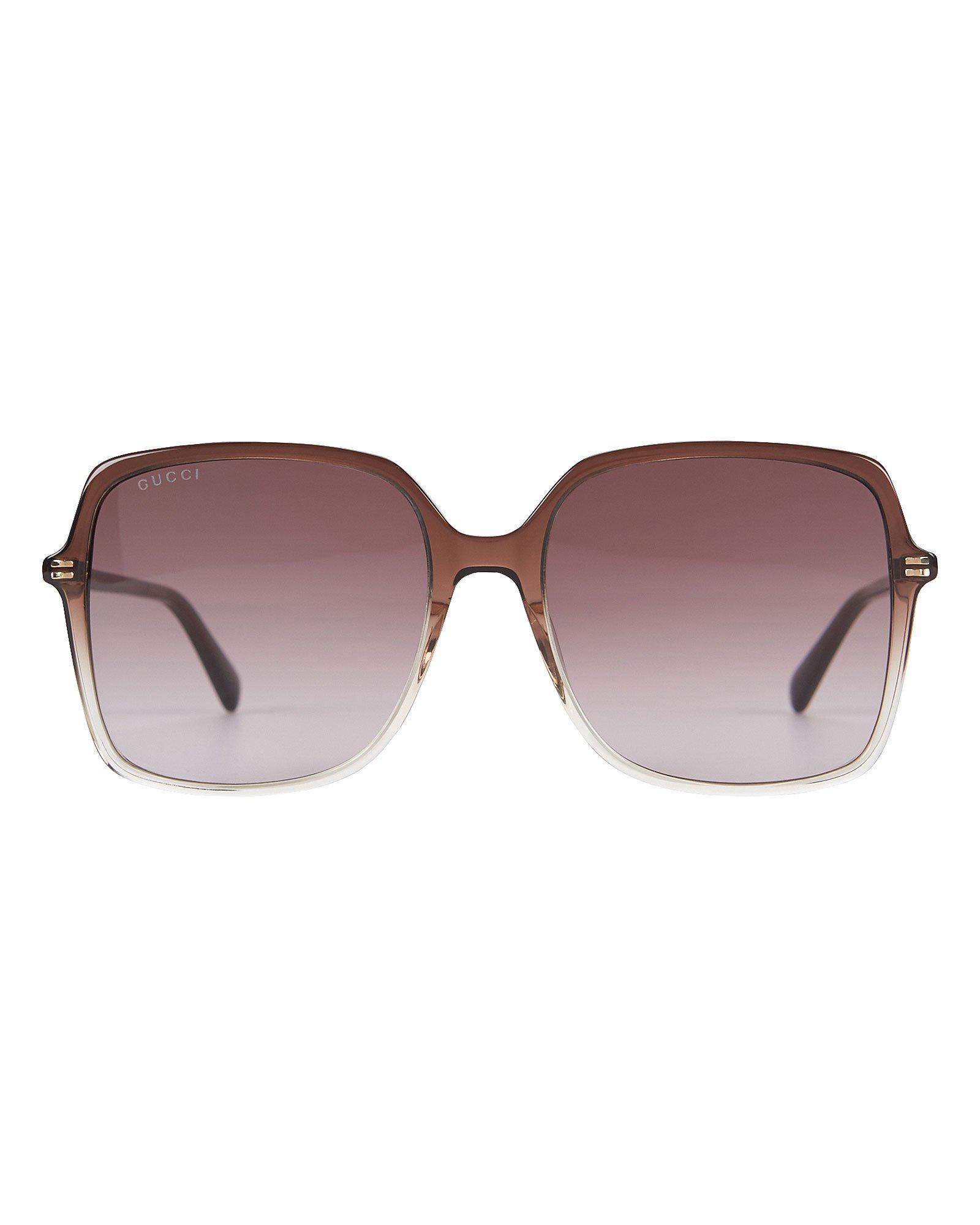 gucci brown square oversized sunglasses