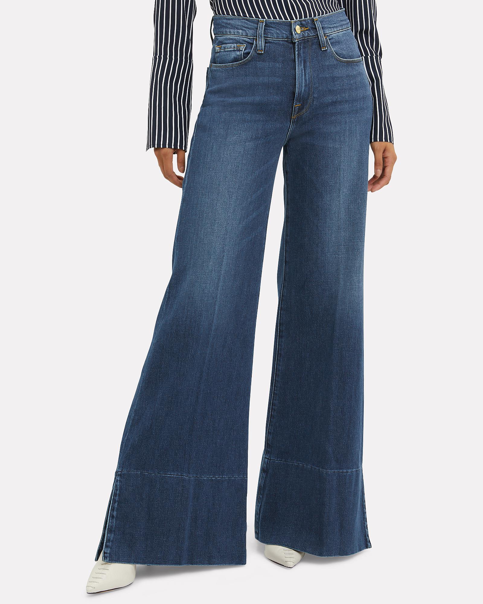FRAME Denim Palazzo Side Slit Hem Jeans in Blue | Lyst