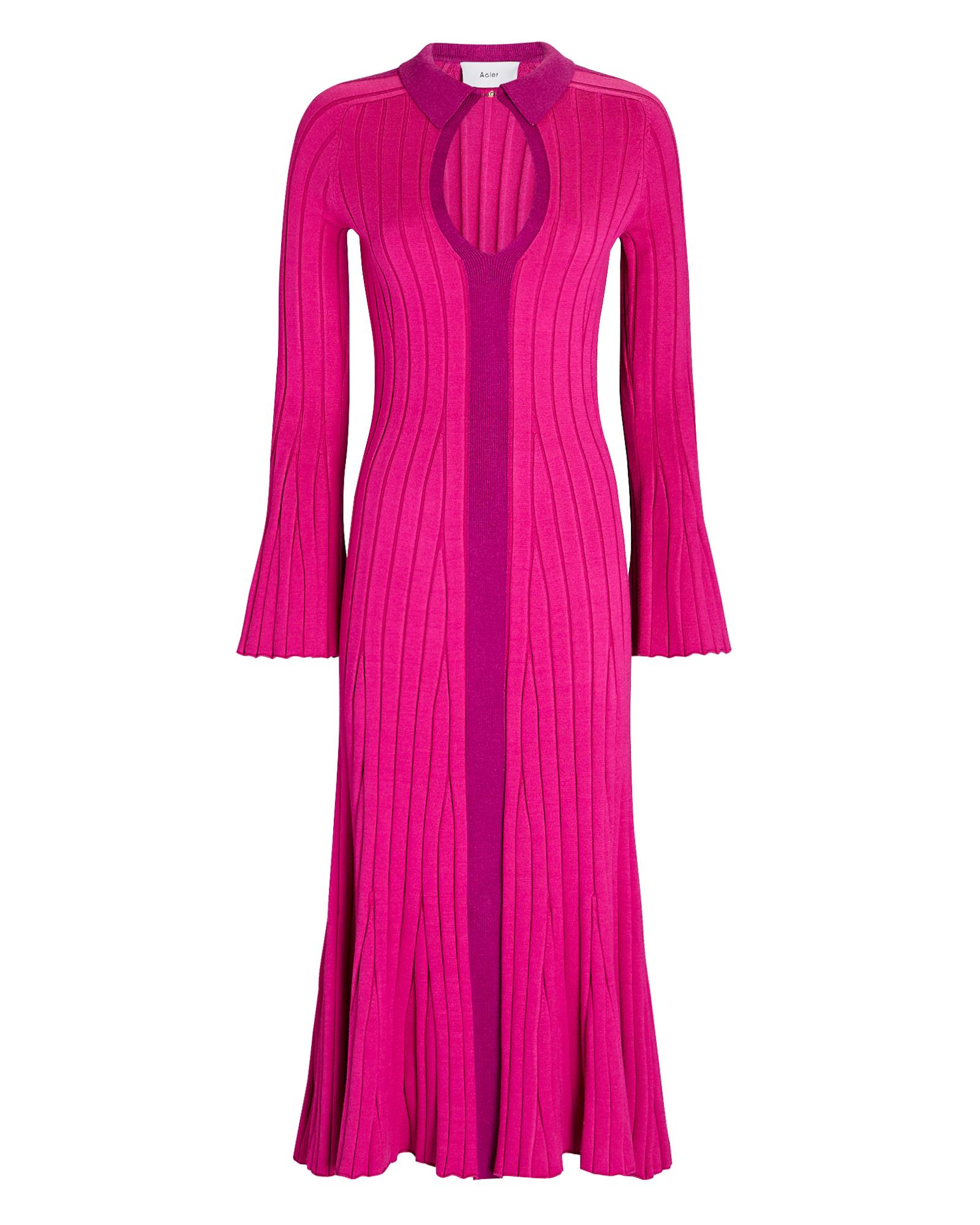 Acler Flint Fluted Rib Knit Midi Dress in Pink | Lyst Canada