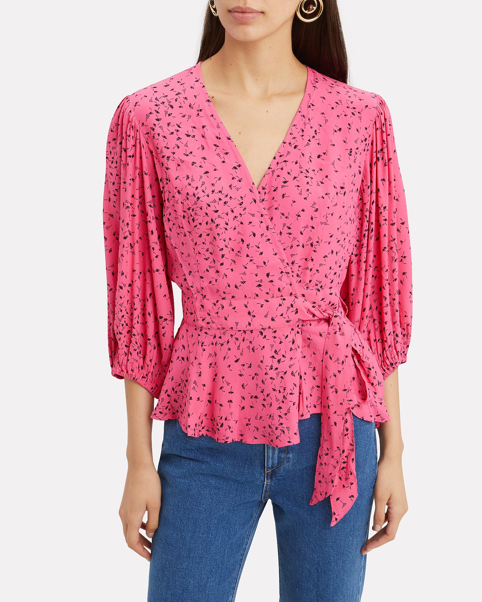 ganni pink wrap top