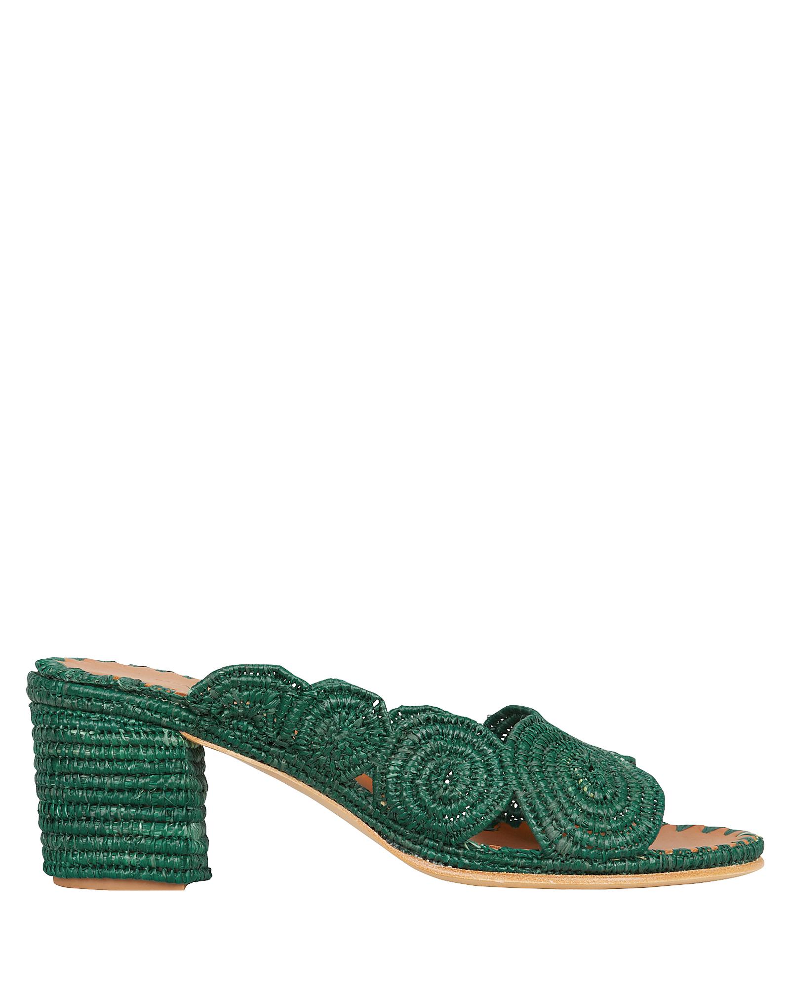 emerald green block heel sandals