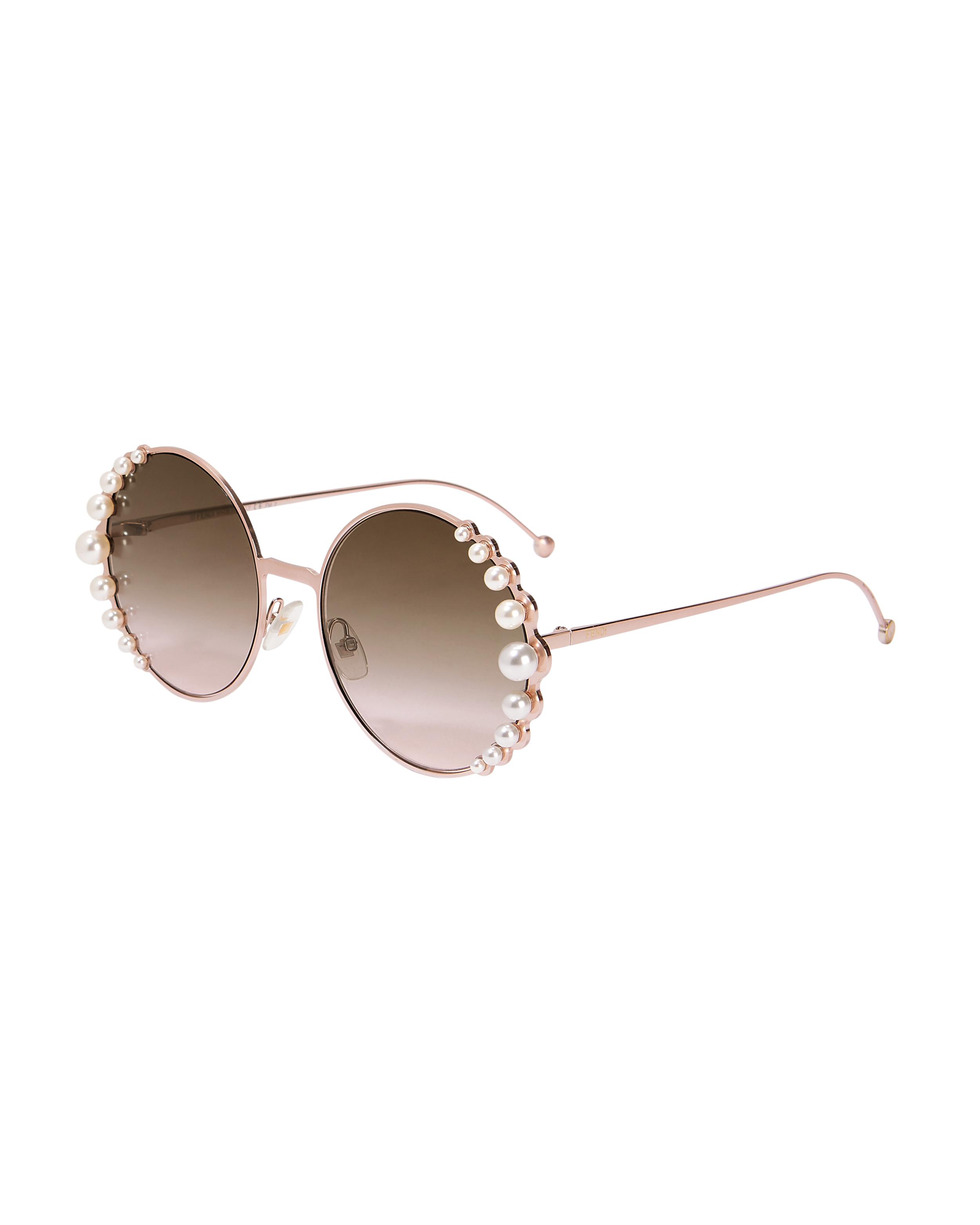 FHTH CC Round Sunglasses with Pearl Chain