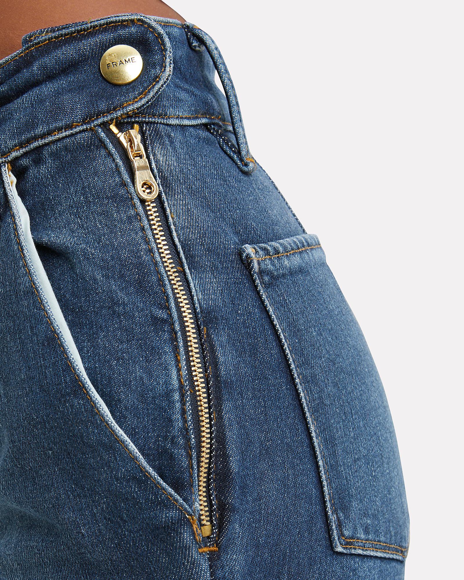 FRAME Denim Flounce Side Zip Jeans in Dark Blue Denim (Blue) Lyst