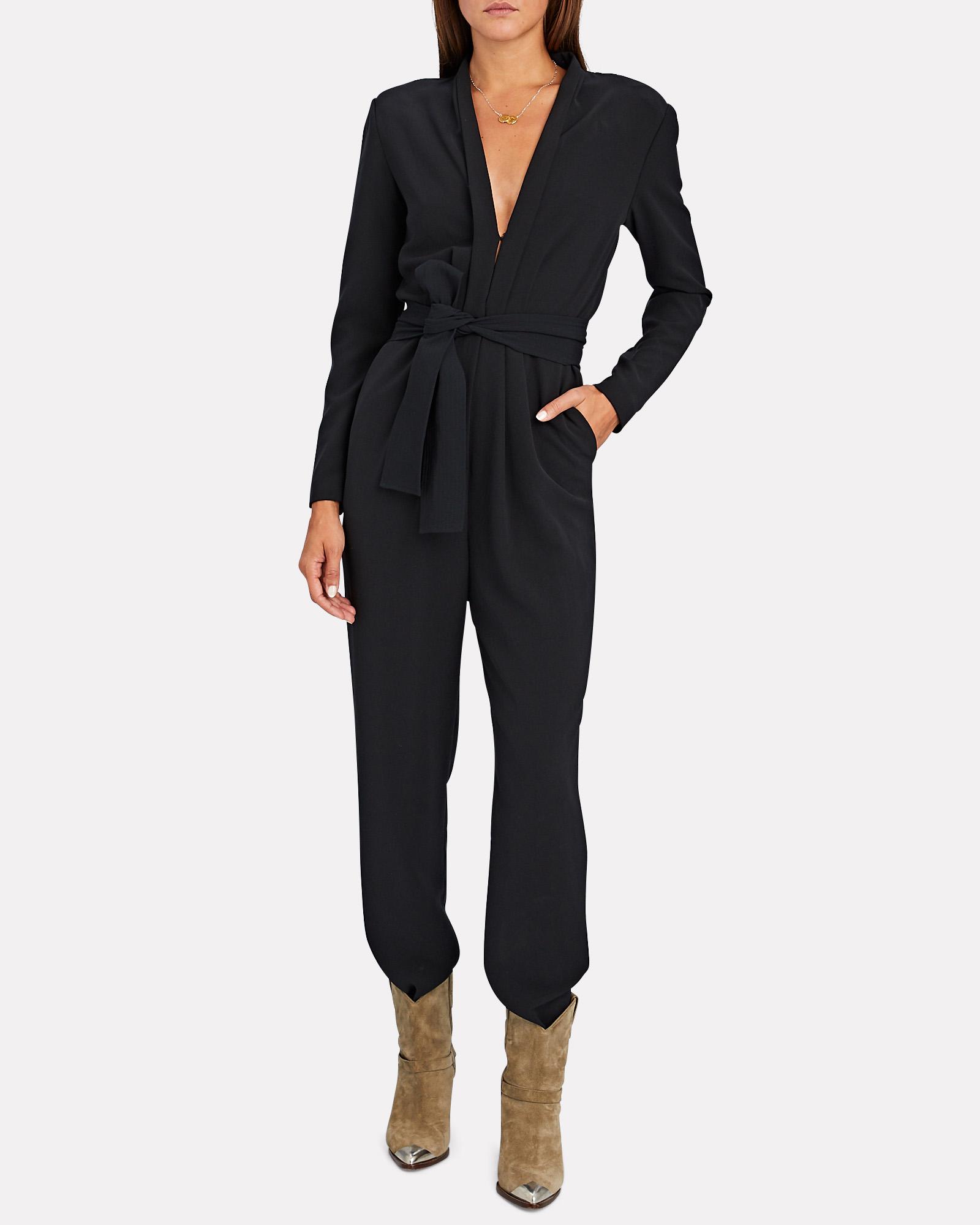 A.L.C. Synthetic Kieran Belted Crepe Jumpsuit in Black - Lyst