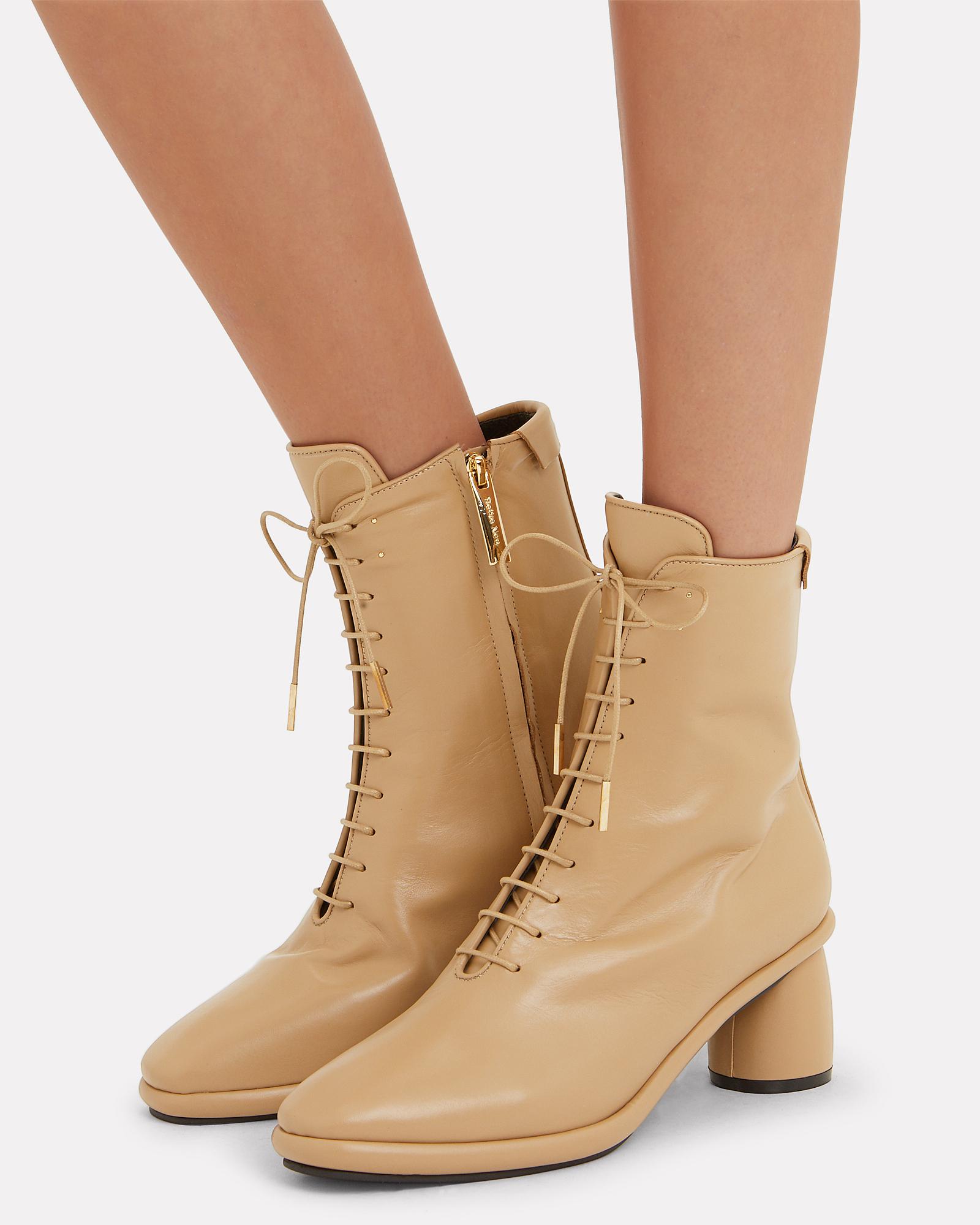 Beige boots lace up Clearance