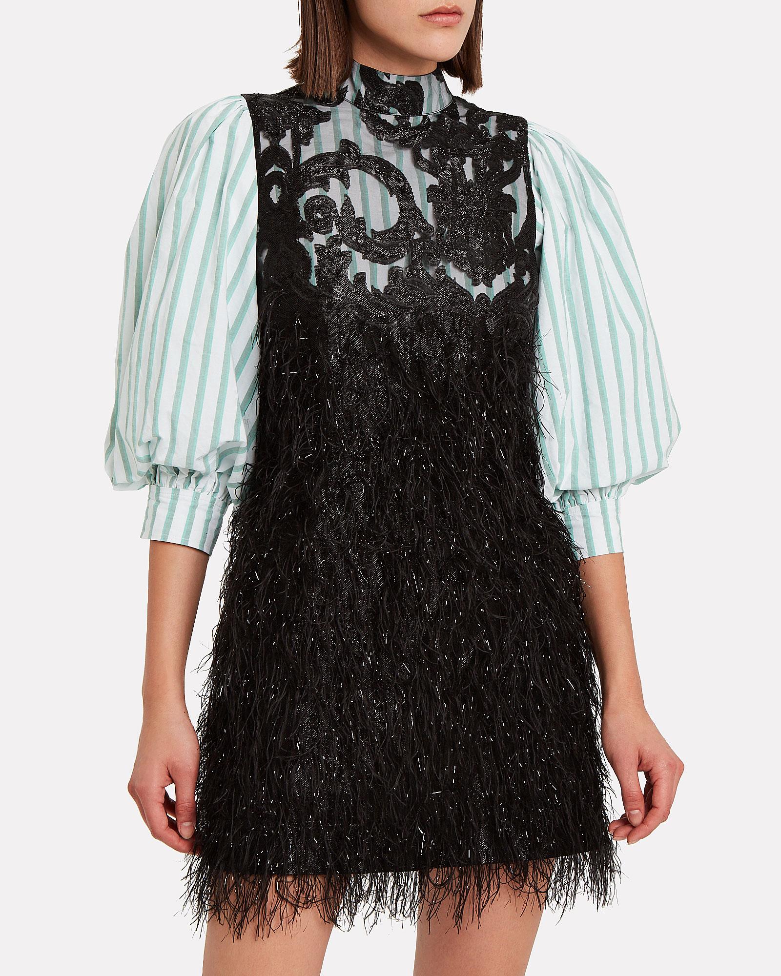 ganni faux feather dress