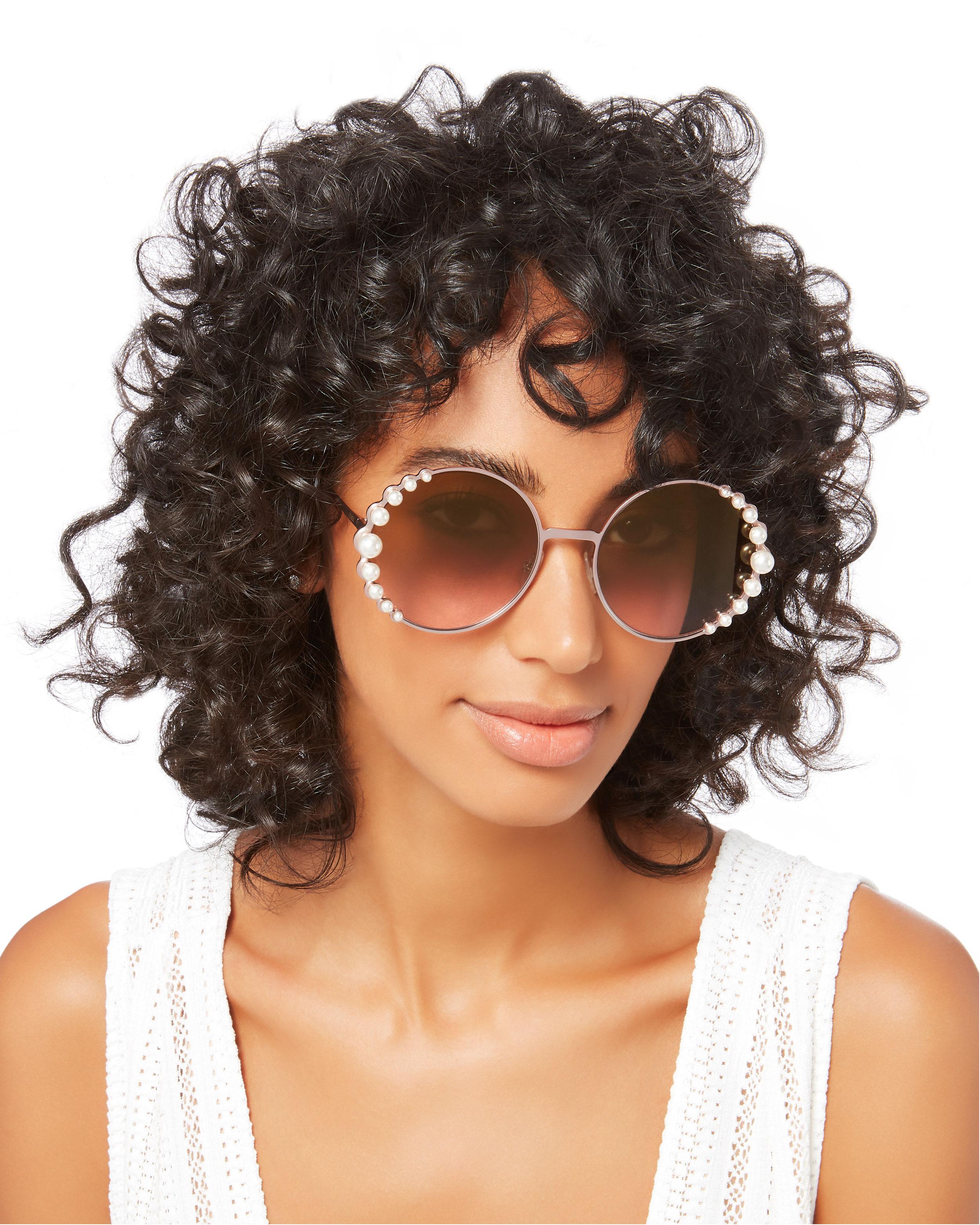 Fendi Pearl Trim Round Sunglasses in Pink Lyst