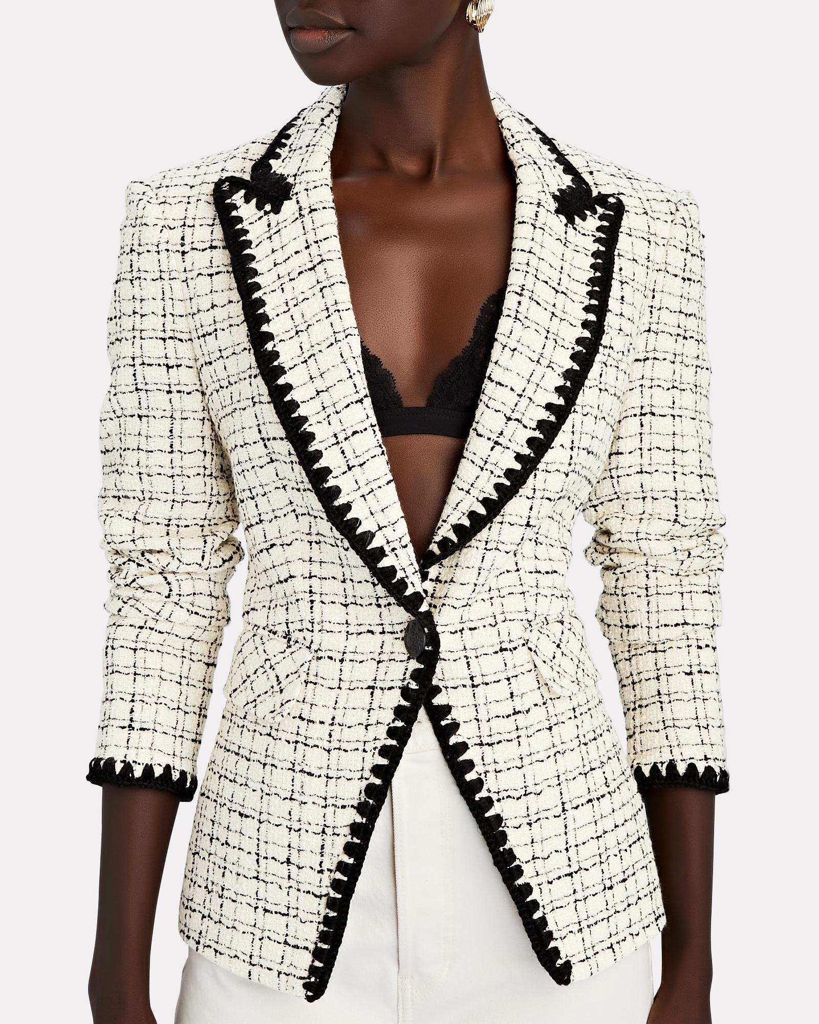 sz 2 NWT VERONICA BEARD Cato Dickey Jacket Black White Tweed Blazer Women  $595